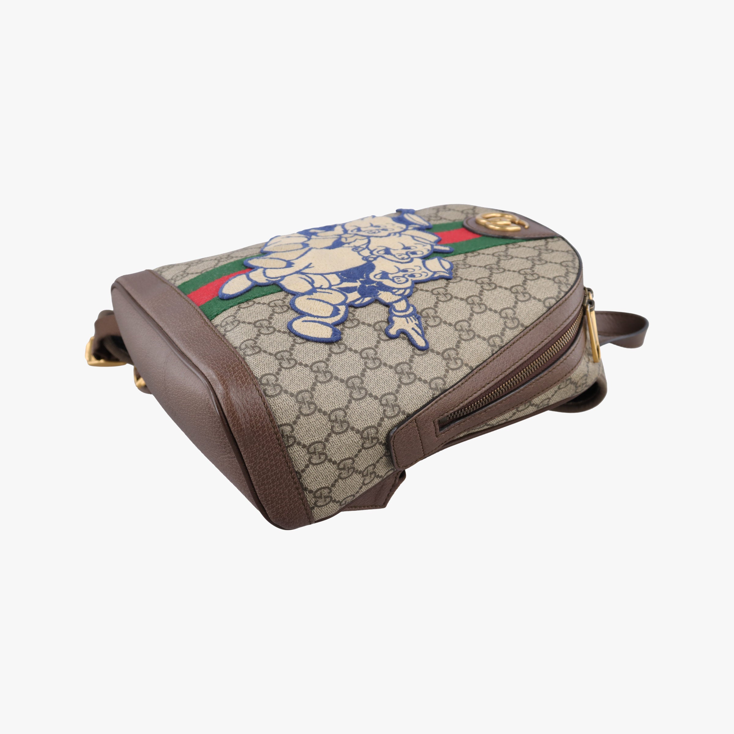 Pre-owned Gucci ophidia The Three Little Pigs Brown×Multicolour PVC coated canvas 552884 backpack/rucksack | stylenewstar