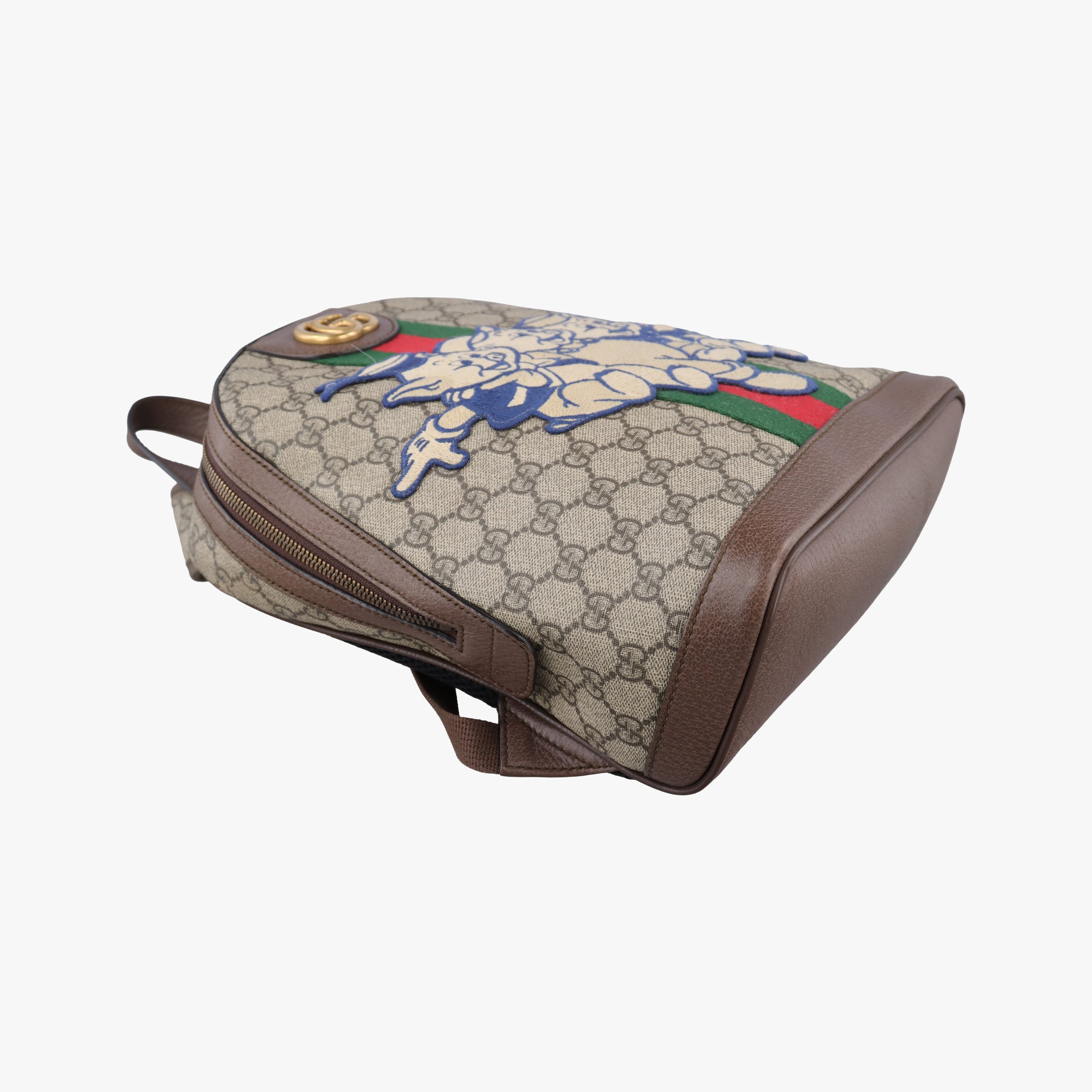 Pre-owned Gucci ophidia The Three Little Pigs Brown×Multicolour PVC coated canvas 552884 backpack/rucksack | stylenewstar