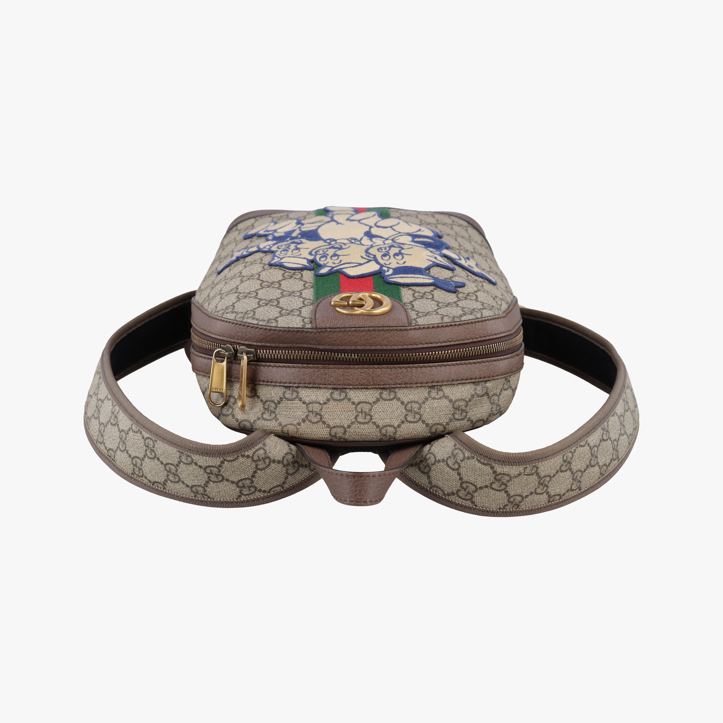 Pre-owned Gucci ophidia The Three Little Pigs Brown×Multicolour PVC coated canvas 552884 backpack/rucksack | stylenewstar