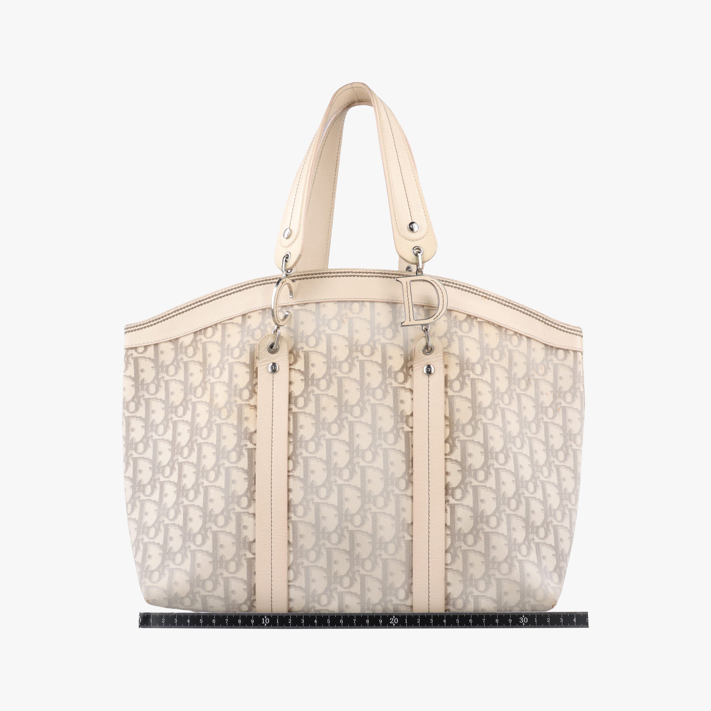 Pre-owned Christian Dior Trotter Flower Line White x Beige x Multicolor canvas × leather  handbag | stylenewstar