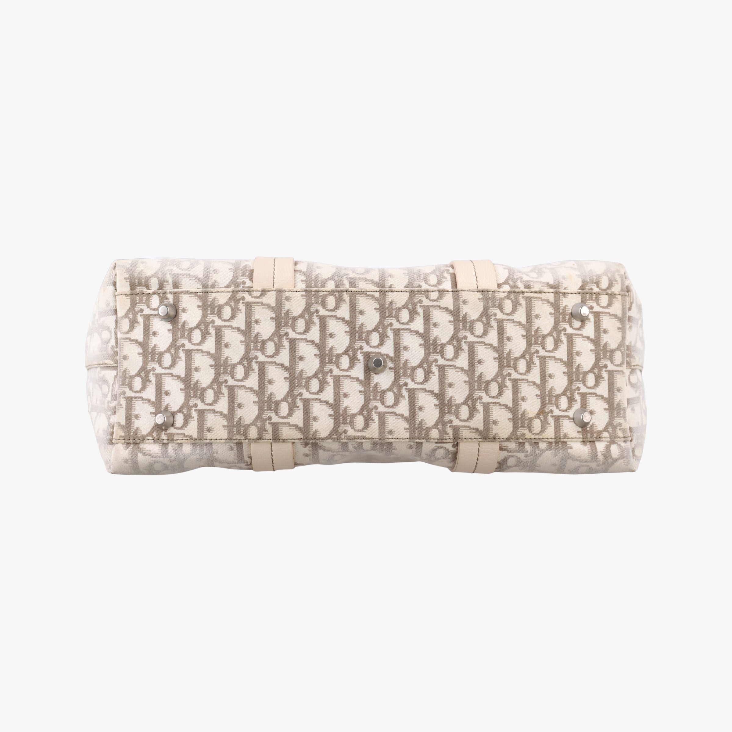Pre-owned Christian Dior Trotter Flower Line White x Beige x Multicolor canvas × leather  handbag | stylenewstar
