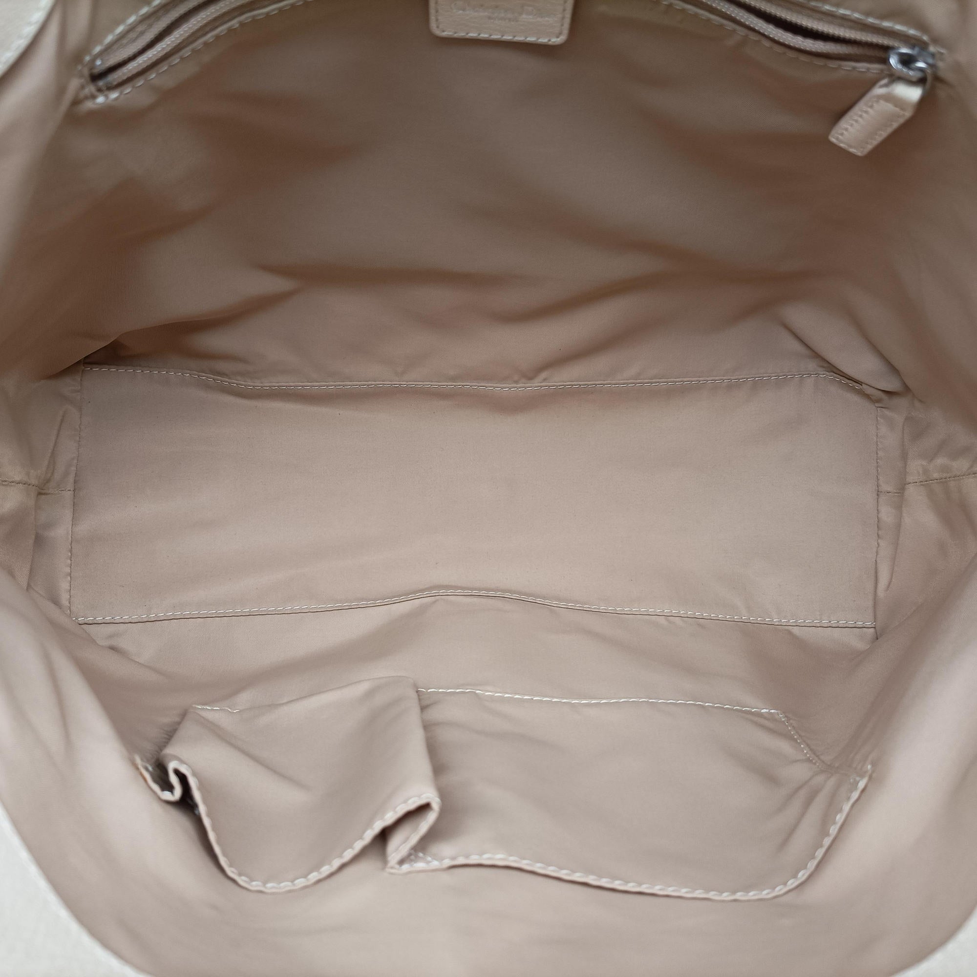 Pre-owned Christian Dior Trotter Flower Line White x Beige x Multicolor canvas × leather  handbag | stylenewstar