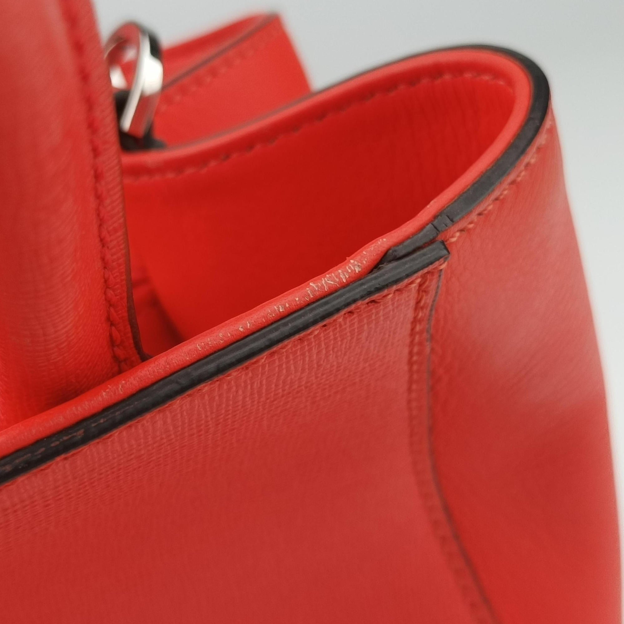 Pre-owned Fendi Petite 2 JOURS Orange Leather 8BH253 shoulderbag | stylenewstar