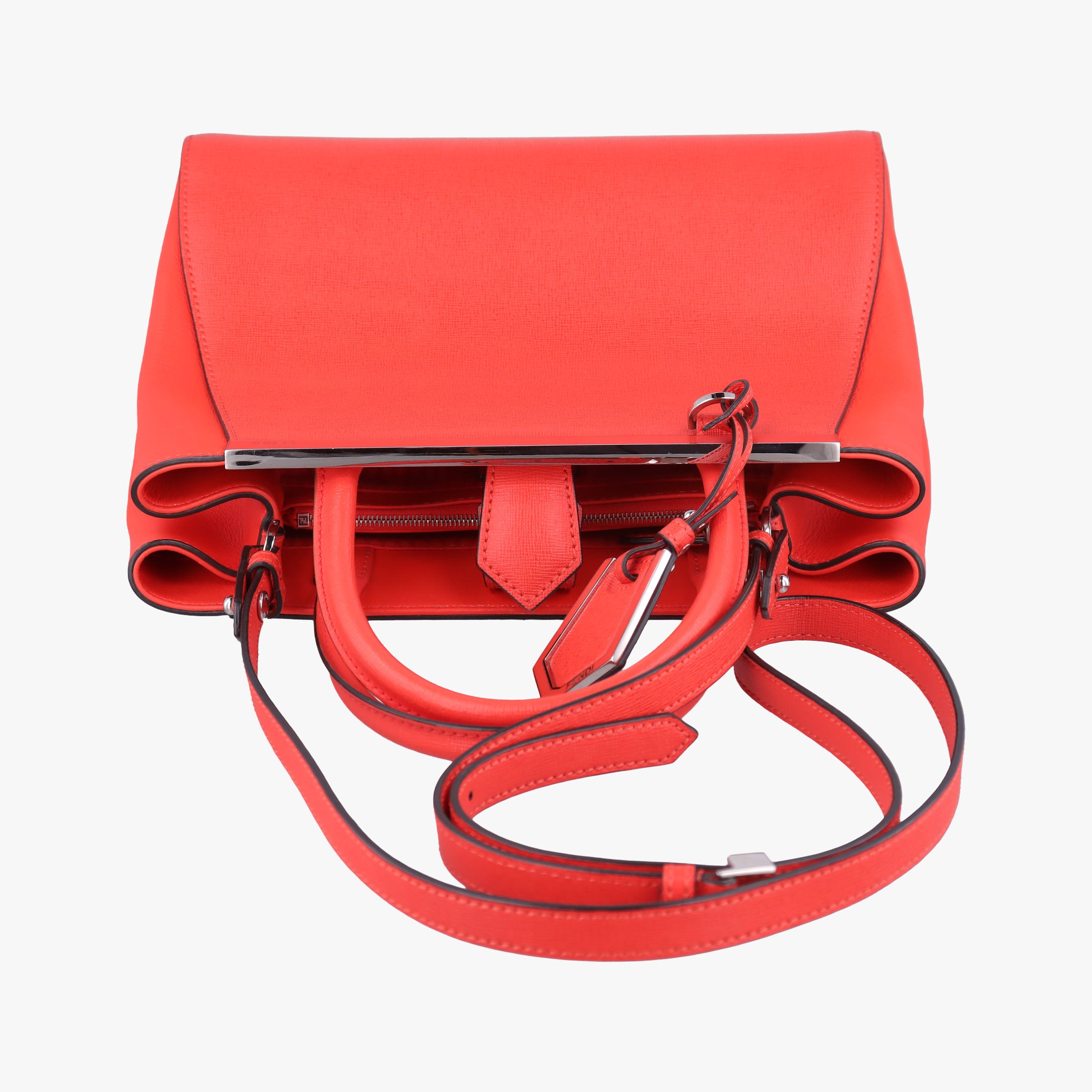 Pre-owned Fendi Petite 2 JOURS Orange Leather 8BH253 shoulderbag | stylenewstar