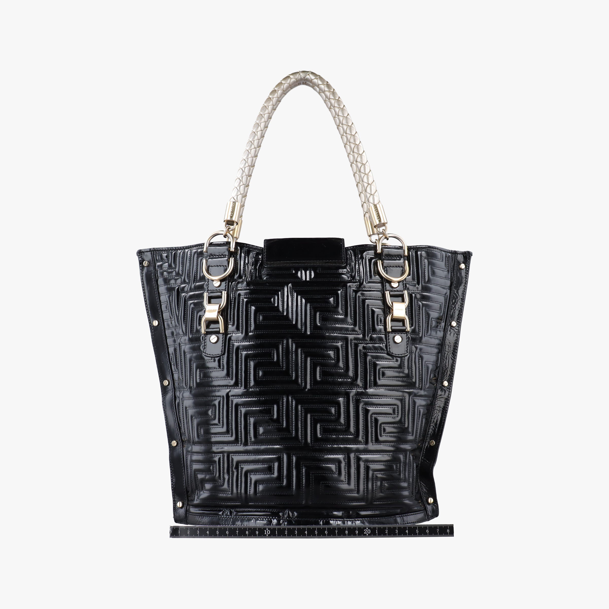 Pre-owned VERSACE Snap Out Of It Black Patent  handbag | stylenewstar