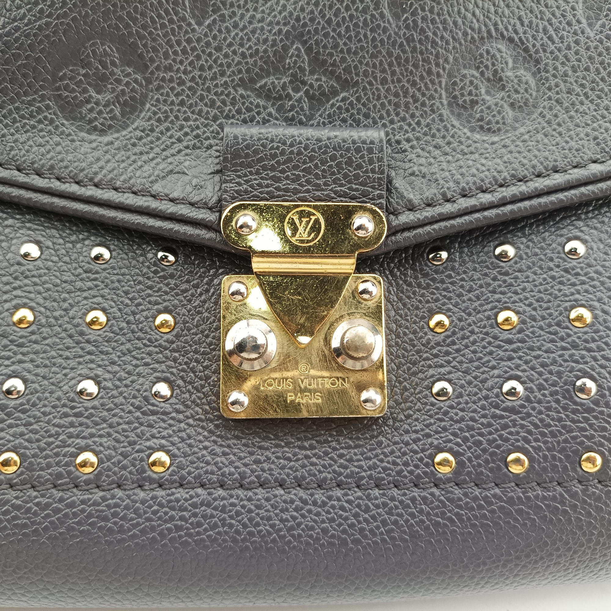Pre-owned Louis Vuitton Saint Germain PM Studs Gris Silver Monogram Empreinte M51729 shoulderbag | stylenewstar