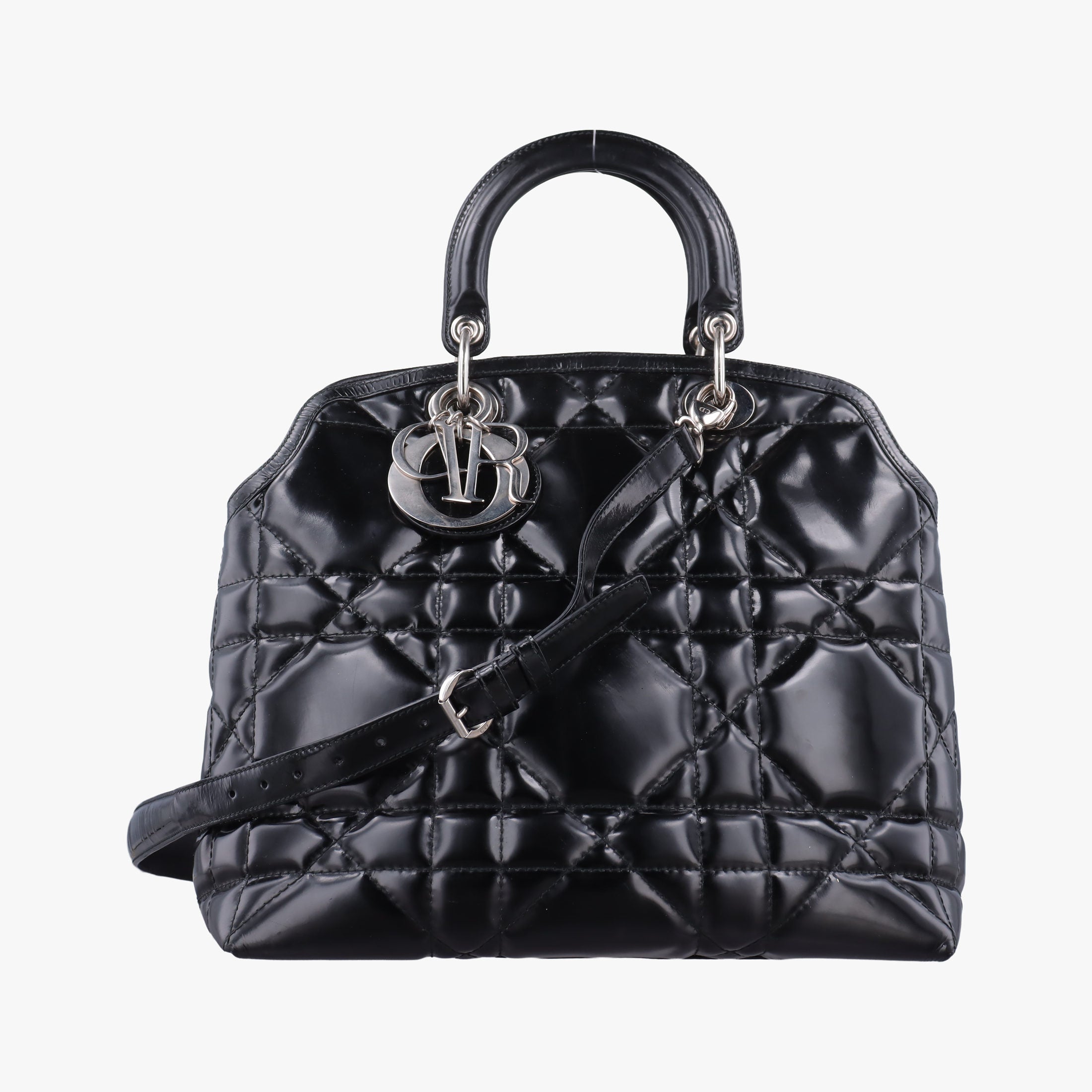 Pre-owned Christian Dior granville Black Enamel  shoulderbag | stylenewstar