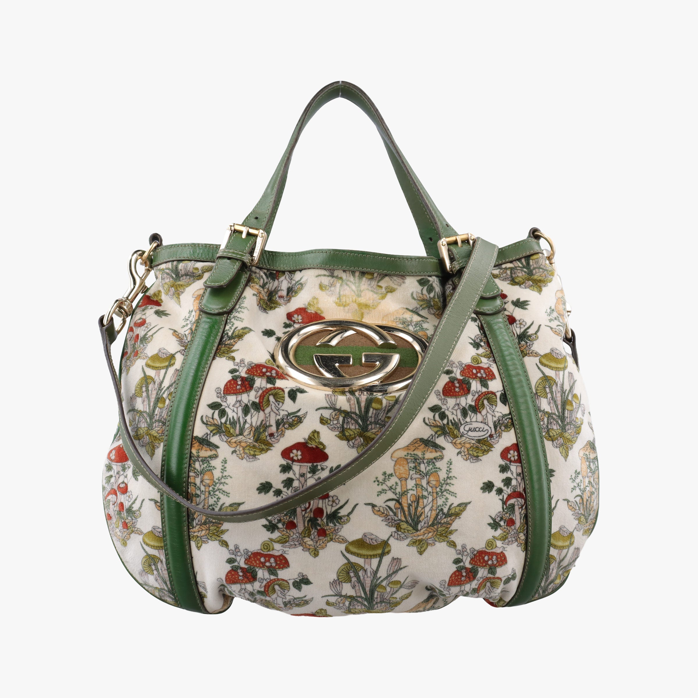 Pre-owned Gucci Interlocking GG Mushroom Flora Multicolour velour 162886 shoulderbag | stylenewstar