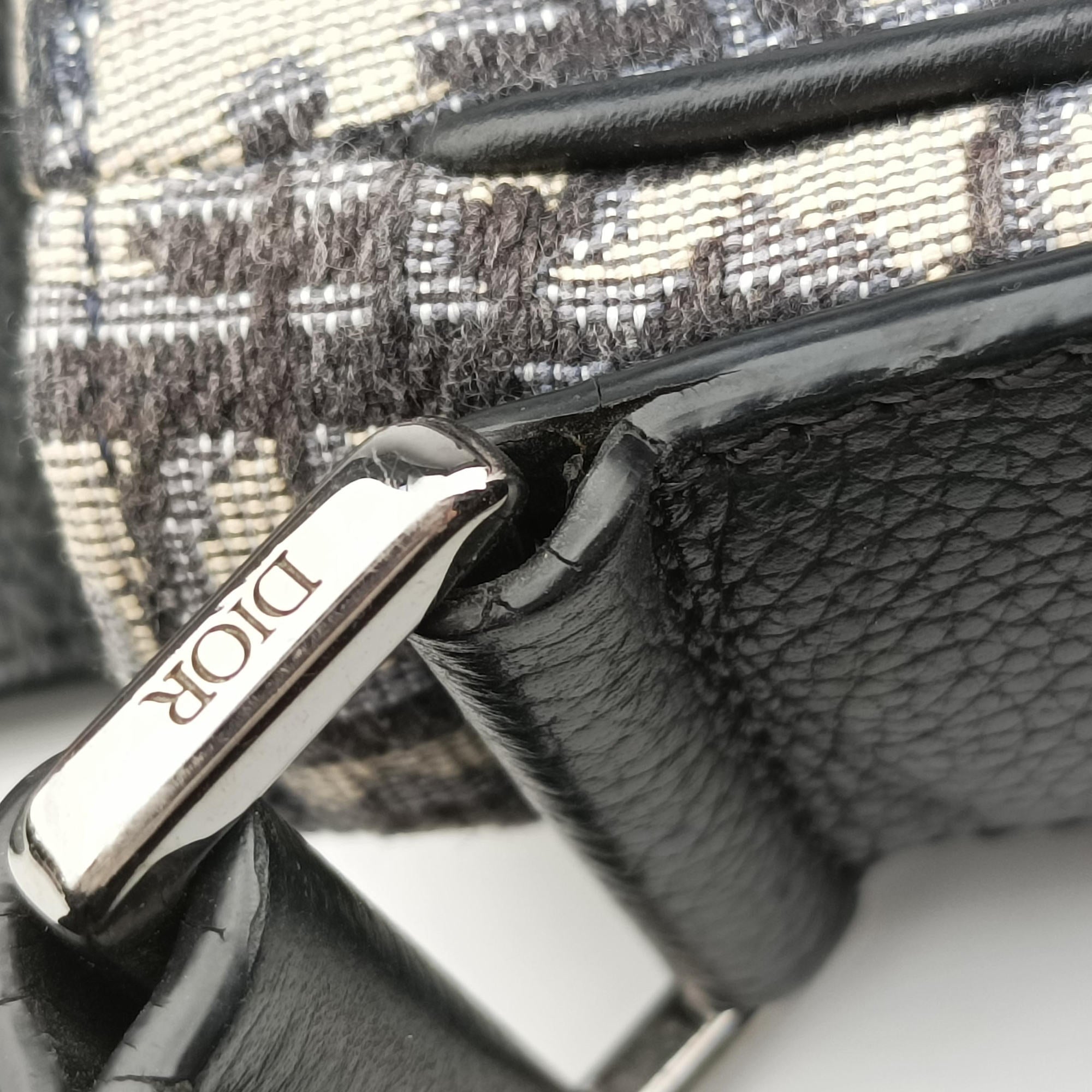 Pre-owned Christian Dior Oblique Saddle Navy×Black Jacquard×Leather  shoulderbag | stylenewstar