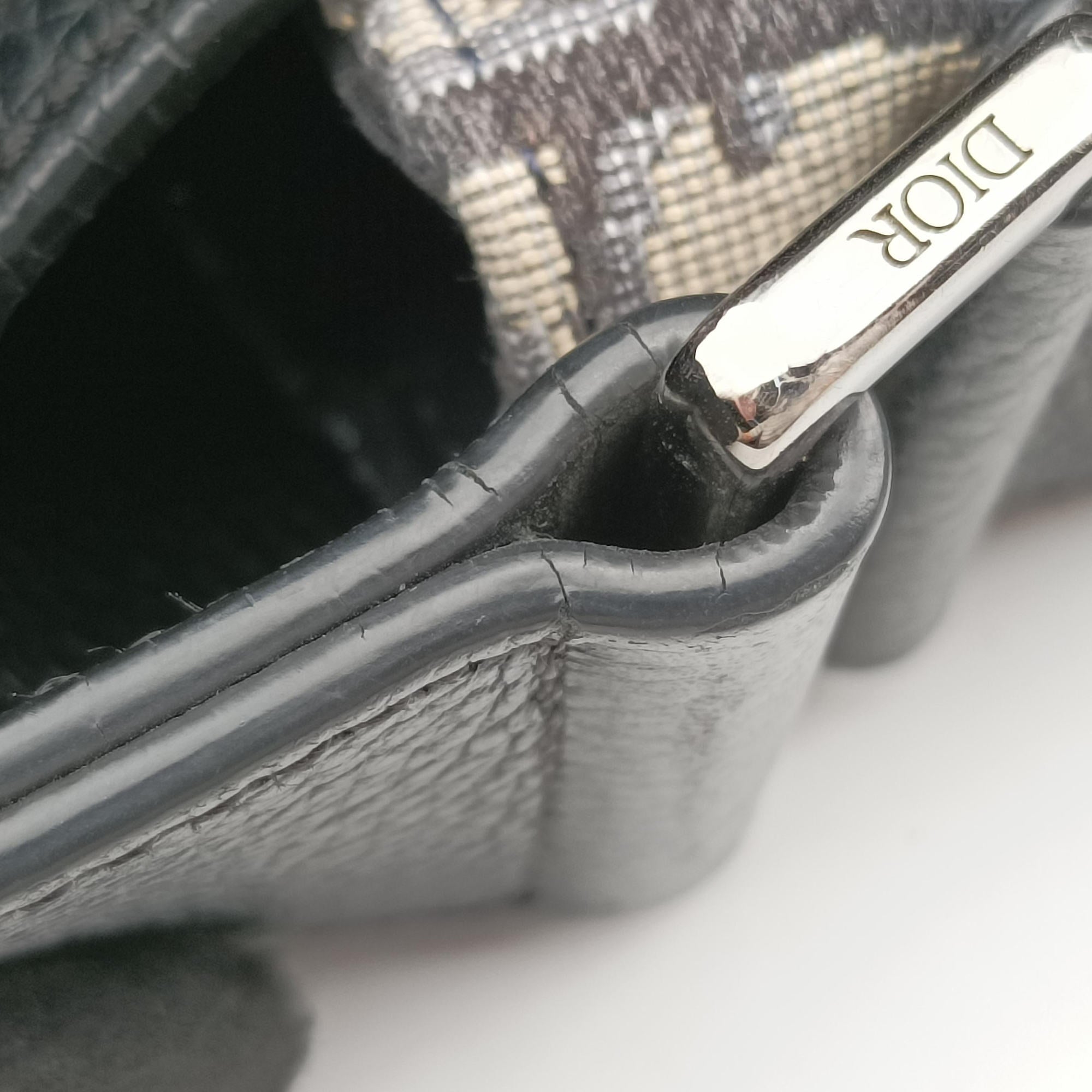 Pre-owned Christian Dior Oblique Saddle Navy×Black Jacquard×Leather  shoulderbag | stylenewstar