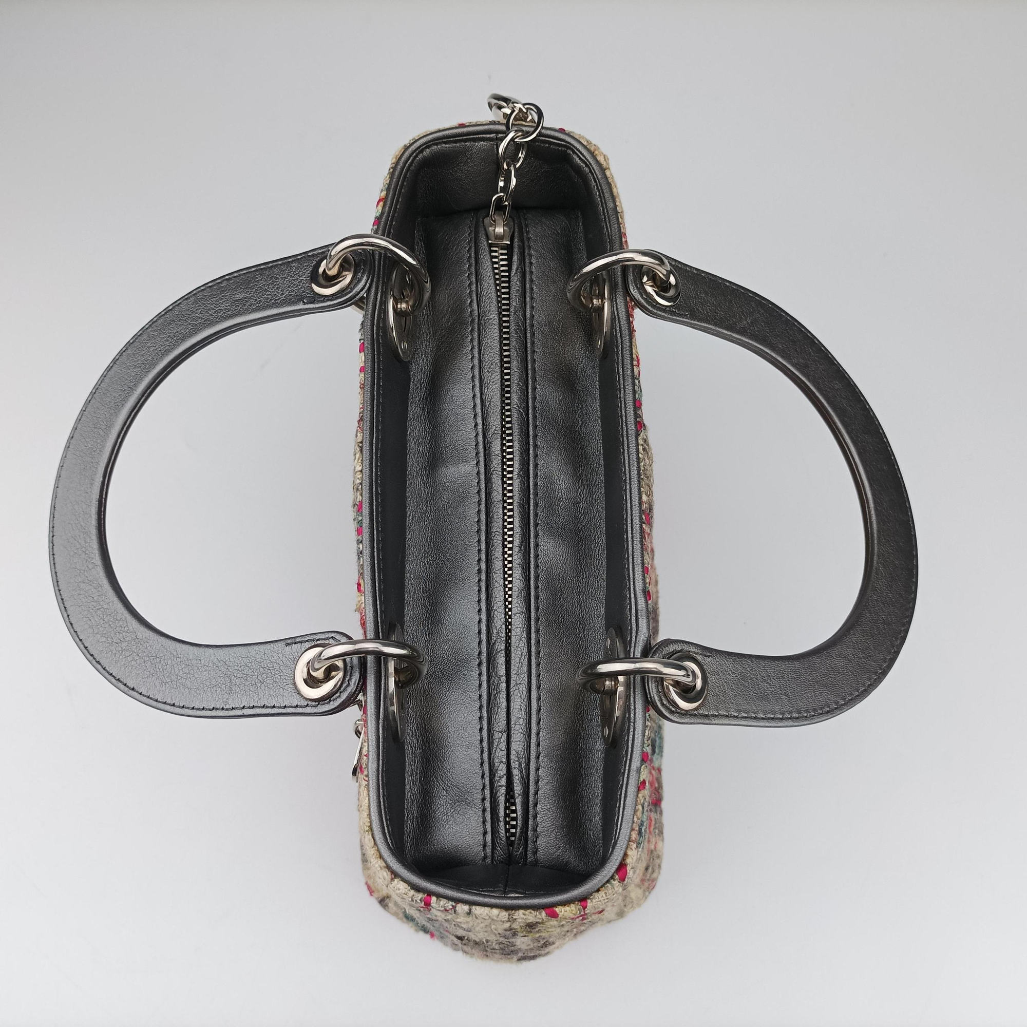 Vintage Christian Dior Lady Dior Multicolor Tweed Wool × Metallic Leather  shoulderbag | stylenewstar
