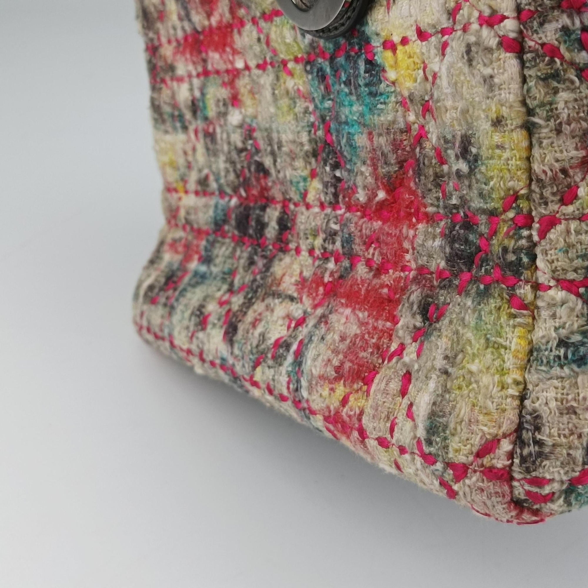 Vintage Christian Dior Lady Dior Multicolor Tweed Wool × Metallic Leather  shoulderbag | stylenewstar
