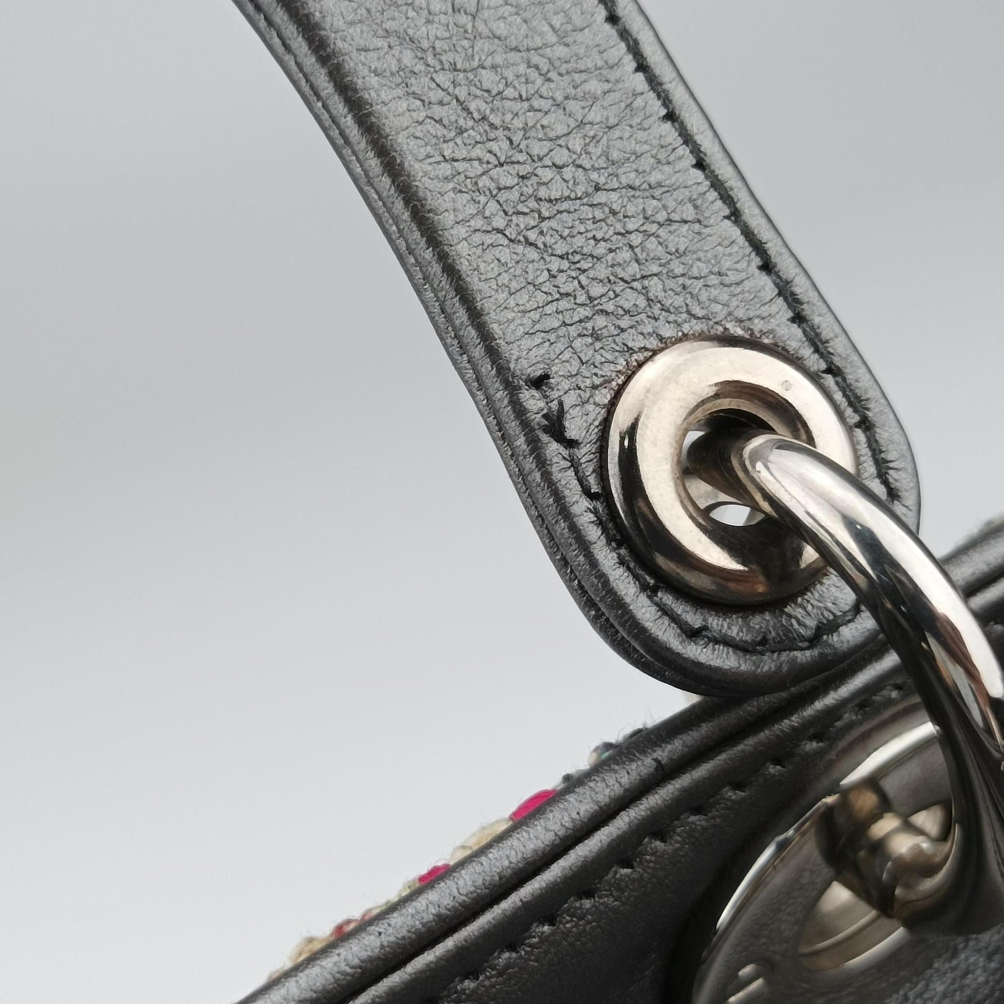 Vintage Christian Dior Lady Dior Multicolor Tweed Wool × Metallic Leather  shoulderbag | stylenewstar