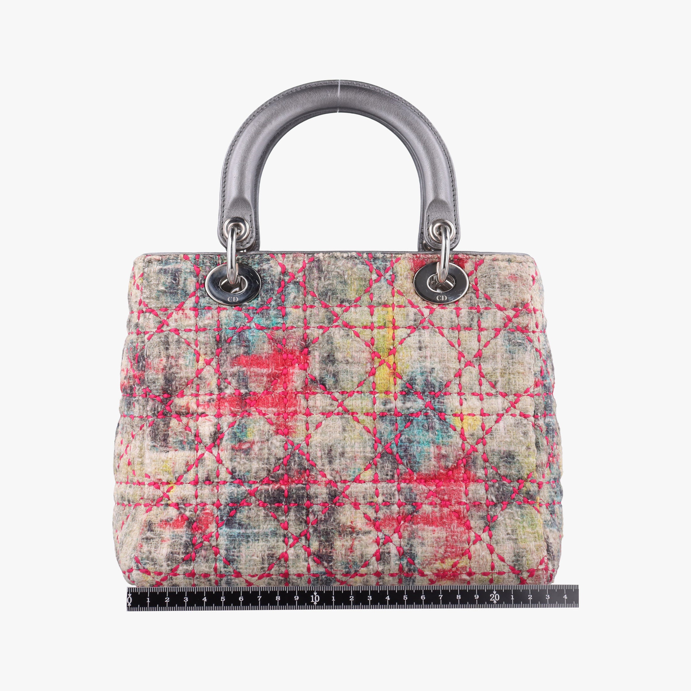 Vintage Christian Dior Lady Dior Multicolor Tweed Wool × Metallic Leather  shoulderbag | stylenewstar
