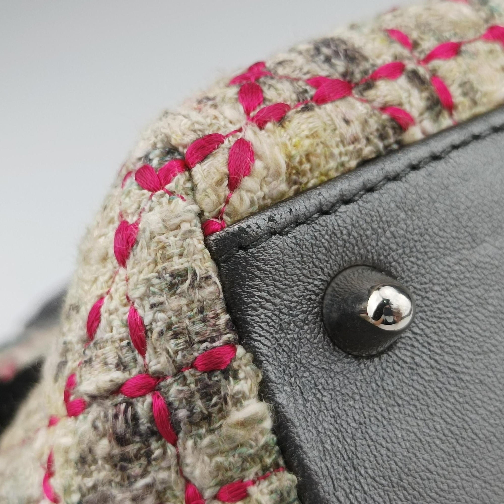 Vintage Christian Dior Lady Dior Multicolor Tweed Wool × Metallic Leather  shoulderbag | stylenewstar