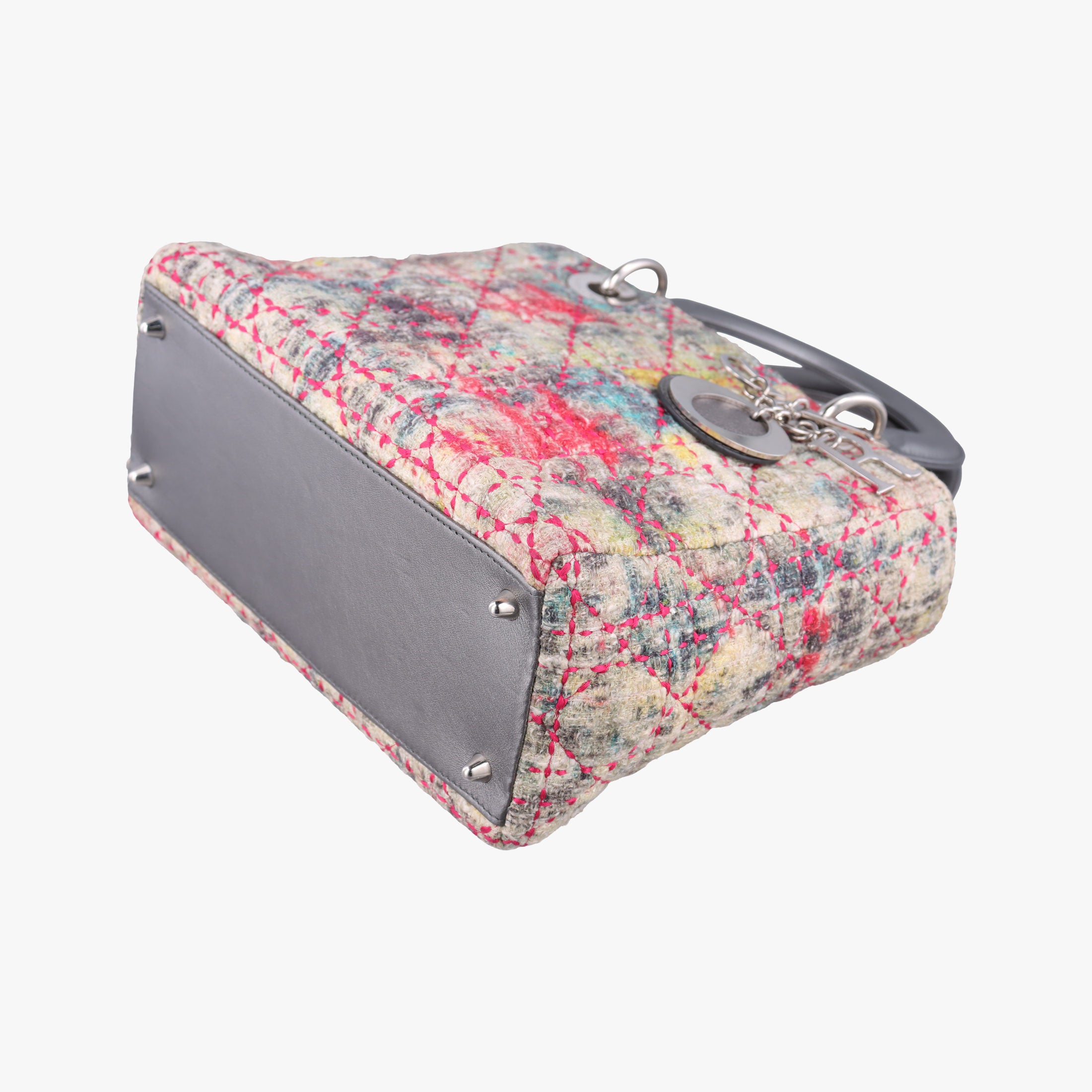 Vintage Christian Dior Lady Dior Multicolor Tweed Wool × Metallic Leather  shoulderbag | stylenewstar