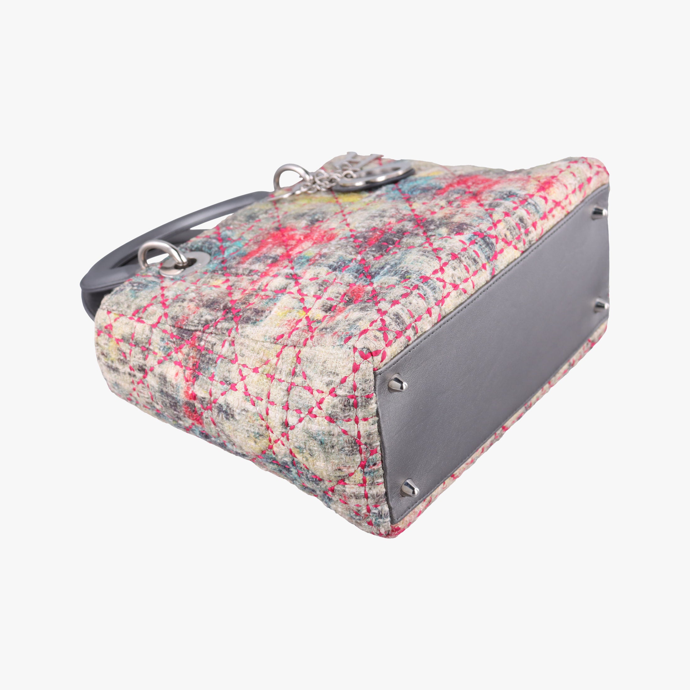 Vintage Christian Dior Lady Dior Multicolor Tweed Wool × Metallic Leather  shoulderbag | stylenewstar