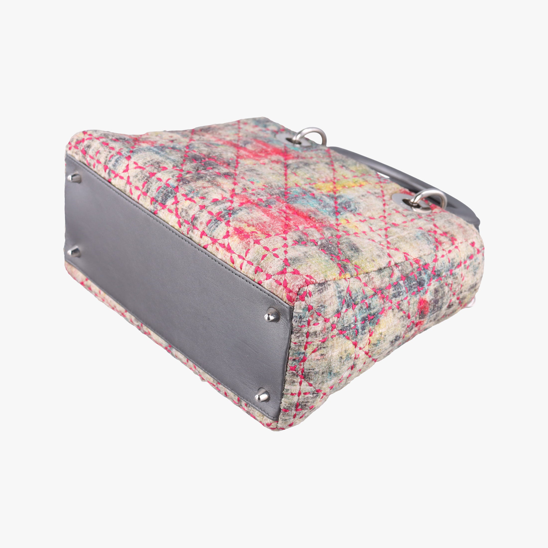 Vintage Christian Dior Lady Dior Multicolor Tweed Wool × Metallic Leather  shoulderbag | stylenewstar