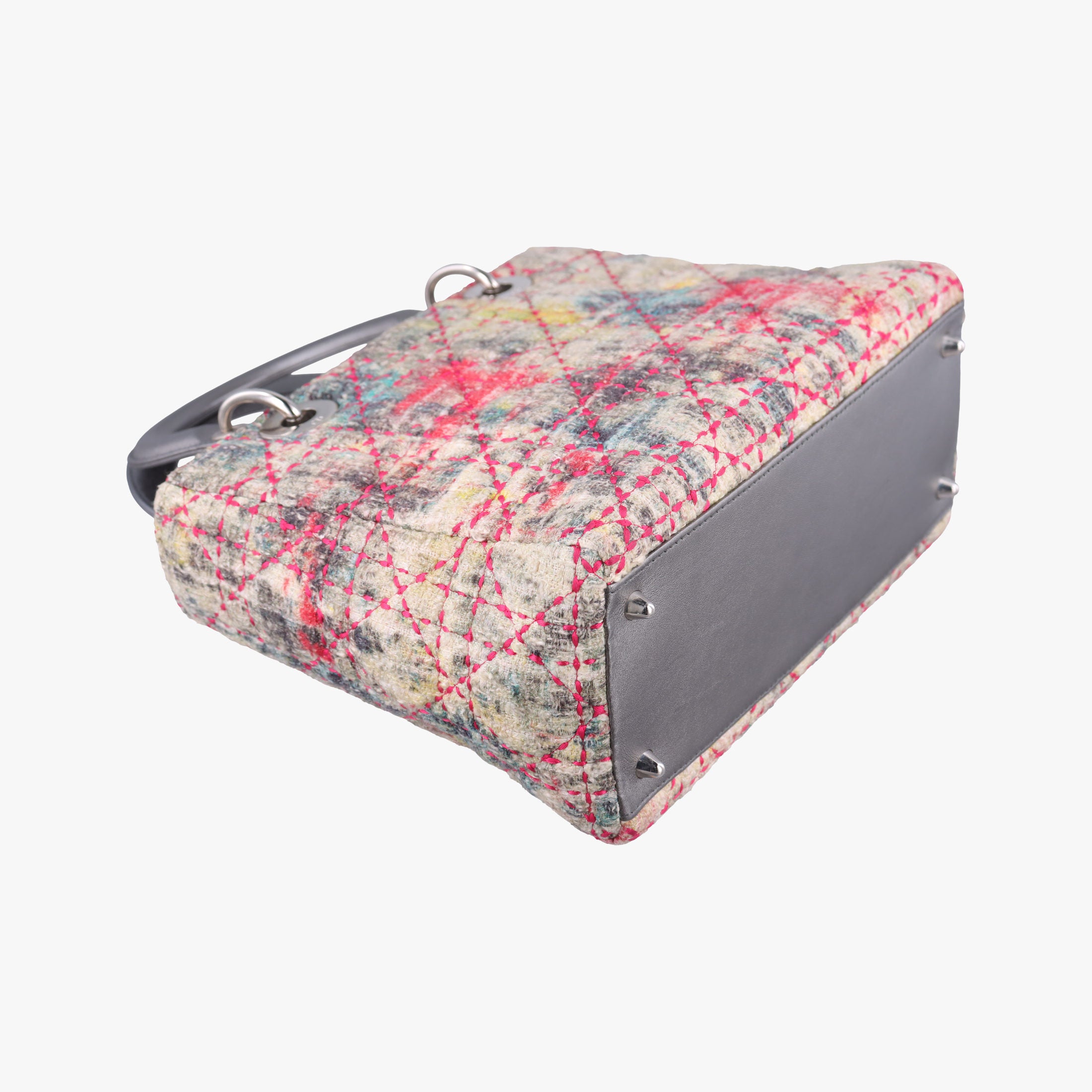 Vintage Christian Dior Lady Dior Multicolor Tweed Wool × Metallic Leather  shoulderbag | stylenewstar