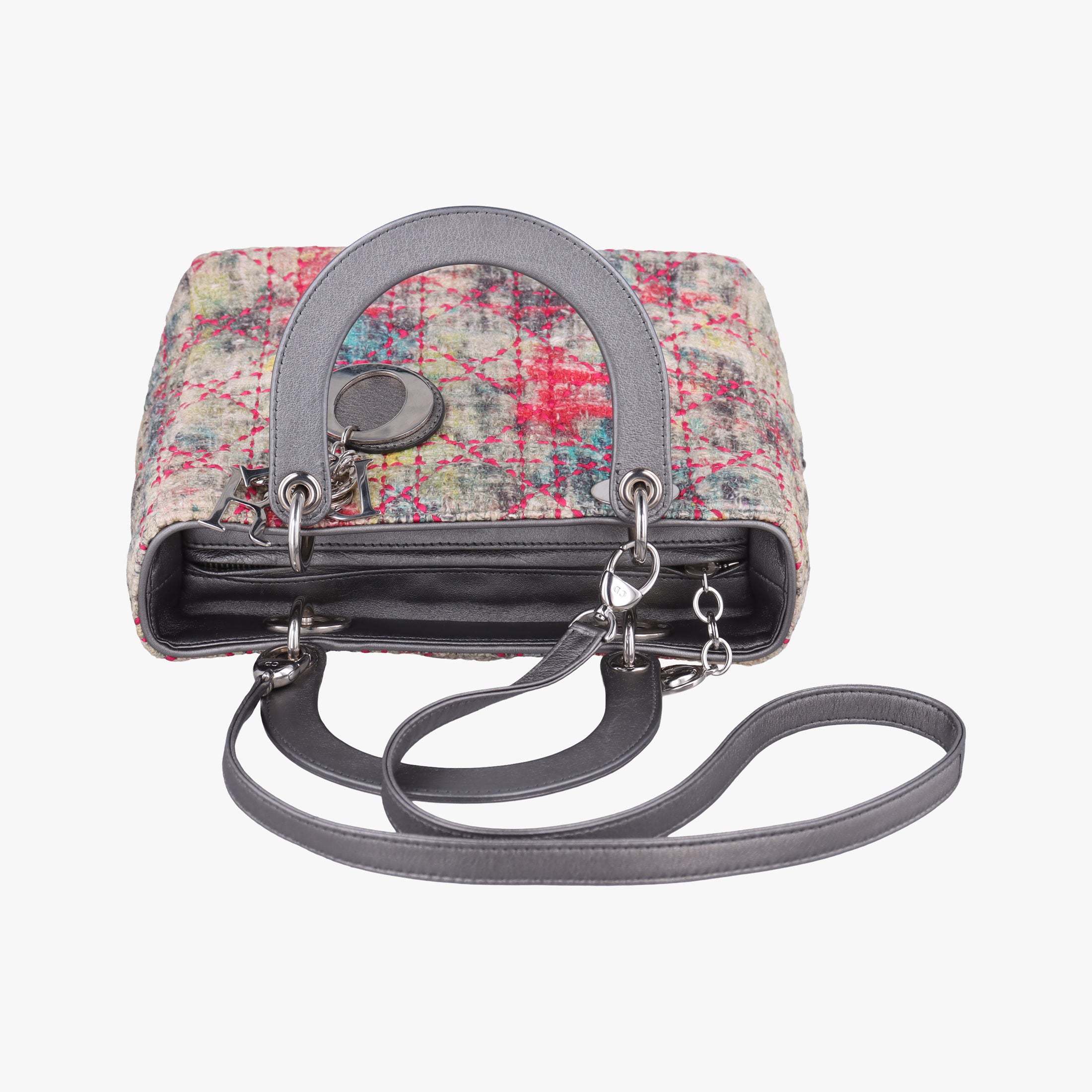 Vintage Christian Dior Lady Dior Multicolor Tweed Wool × Metallic Leather  shoulderbag | stylenewstar
