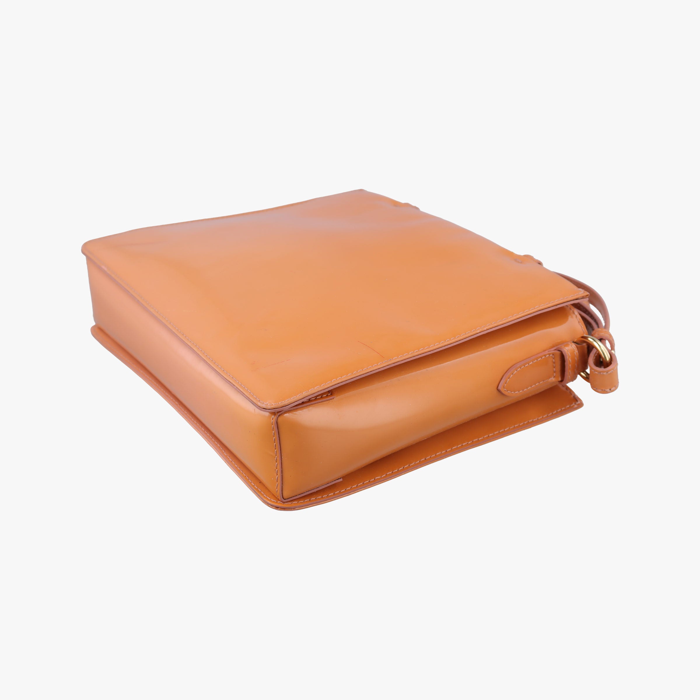 Pre-owned Ferragamo Vara Bow Caramel Patent  shoulderbag | stylenewstar