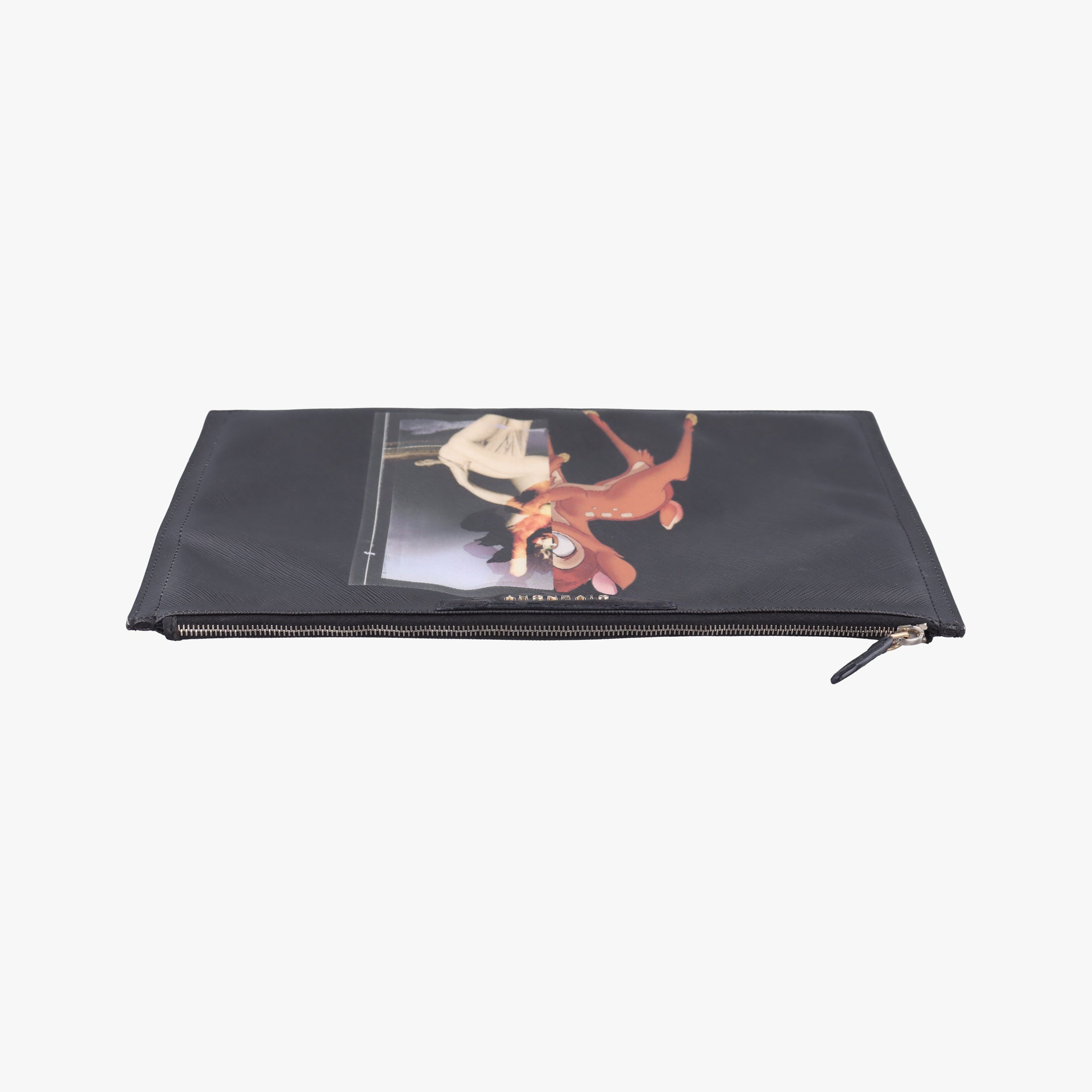 Pre-owned Givenchy Bambi Print Black Leather  clutchbag | stylenewstar