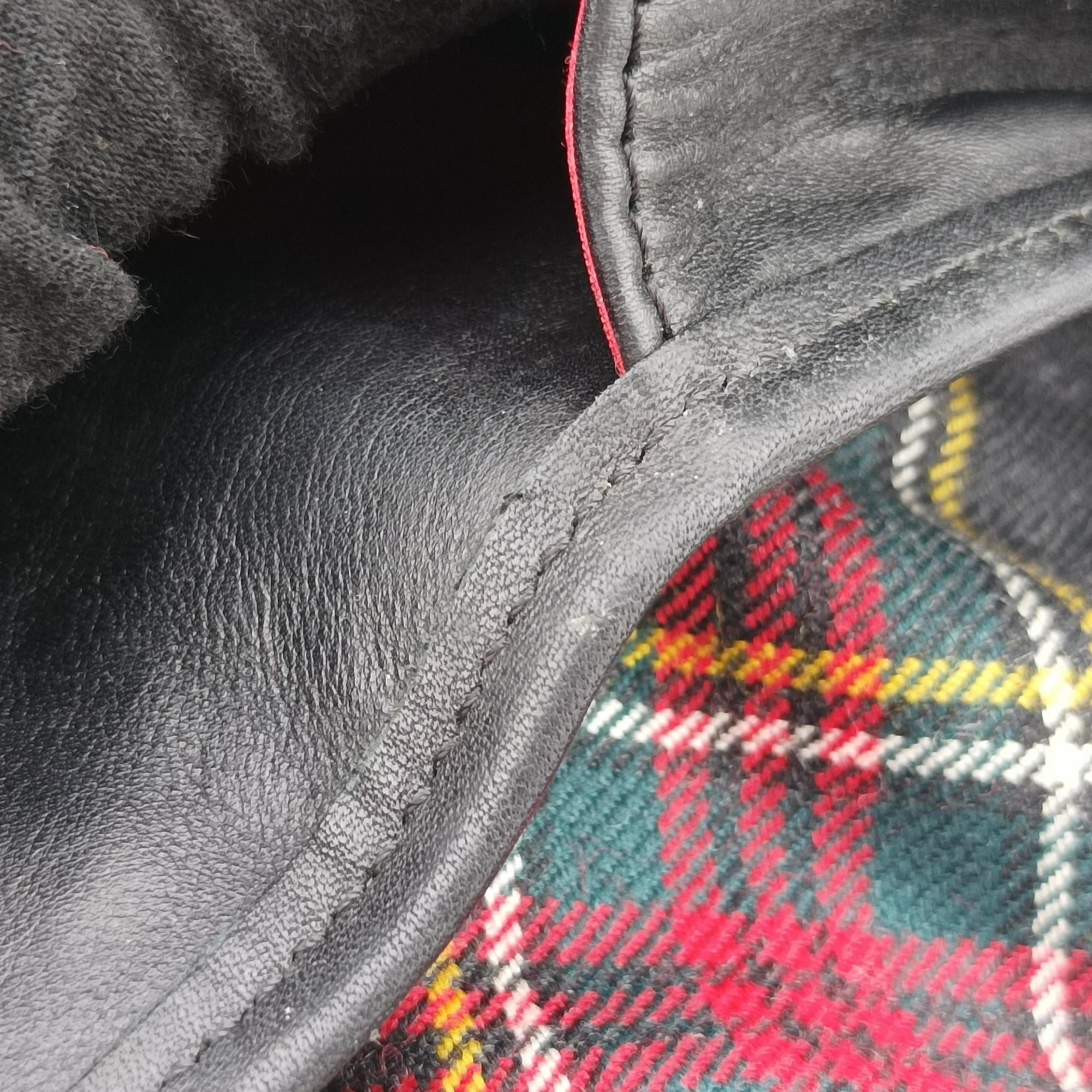 Vintage Christian Louboutin Syd Spiked Red Tartan × Black Canvas/Velvet × Calfskin  backpack/rucksack | stylenewstar