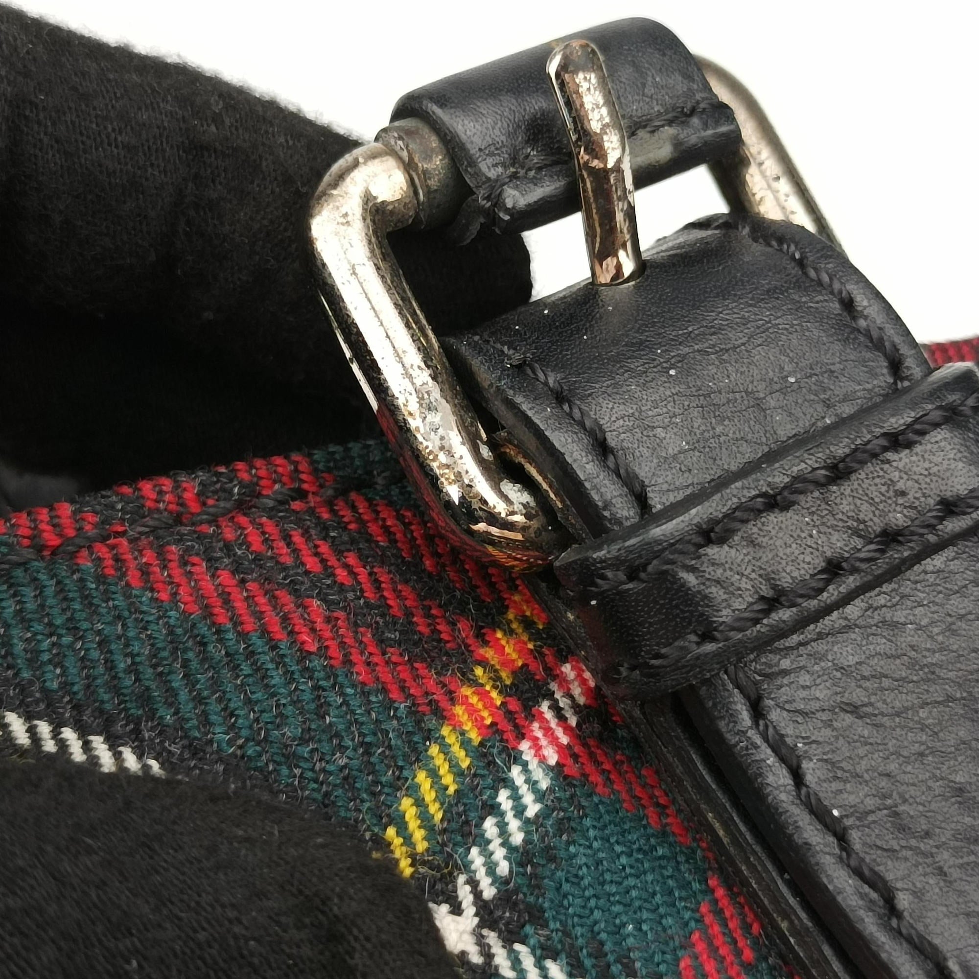 Vintage Christian Louboutin Syd Spiked Red Tartan × Black Canvas/Velvet × Calfskin  backpack/rucksack | stylenewstar