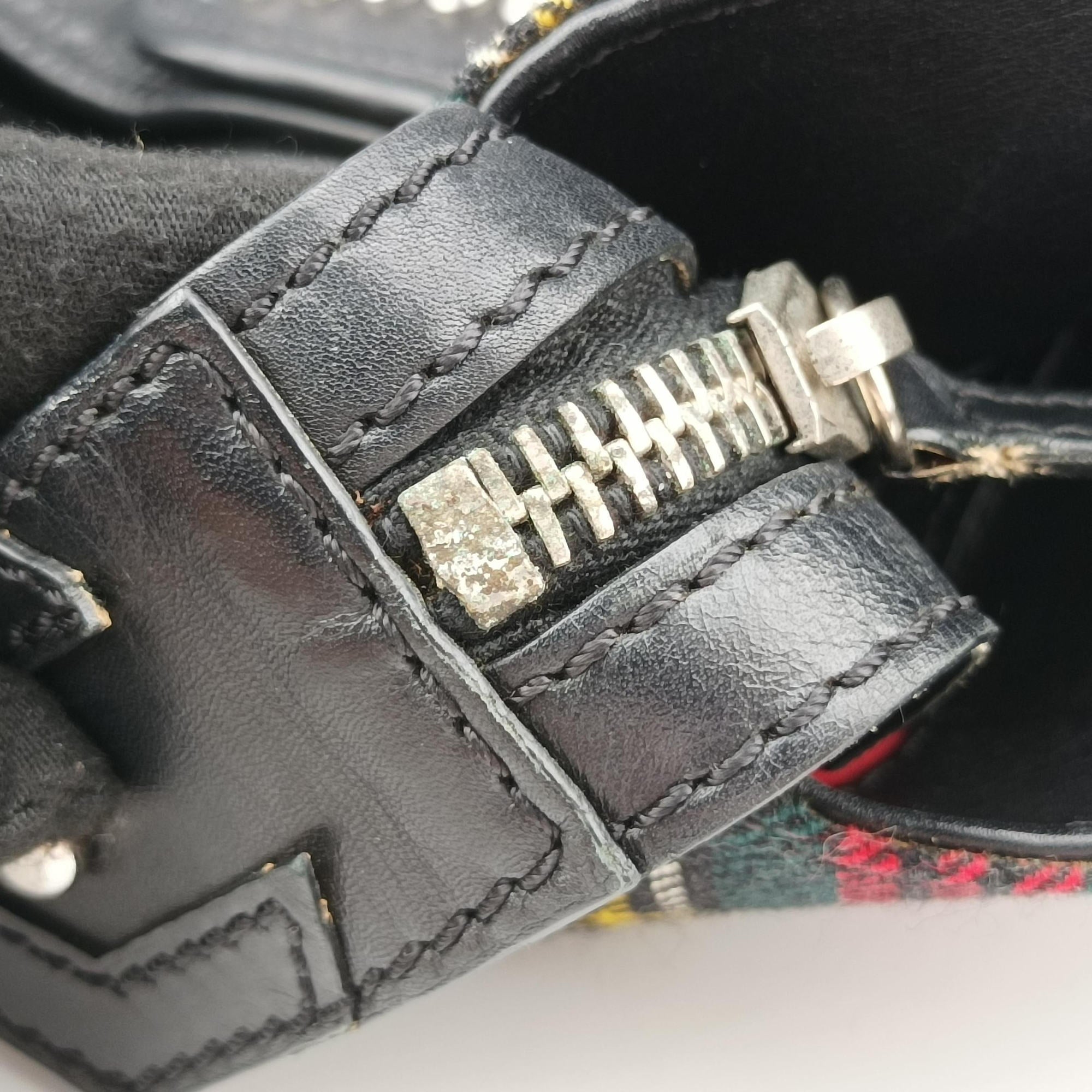 Vintage Christian Louboutin Syd Spiked Red Tartan × Black Canvas/Velvet × Calfskin  backpack/rucksack | stylenewstar
