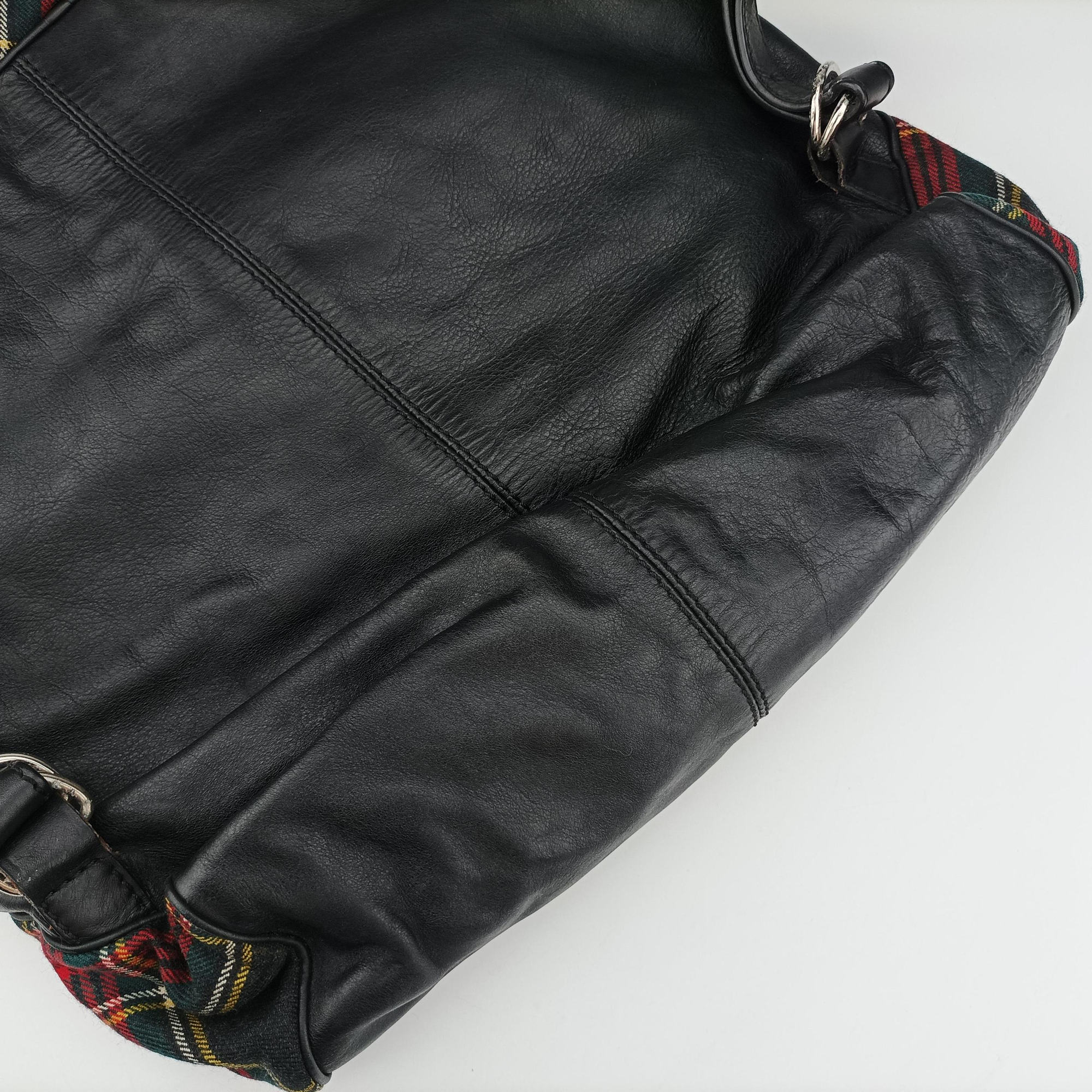 Vintage Christian Louboutin Syd Spiked Red Tartan × Black Canvas/Velvet × Calfskin  backpack/rucksack | stylenewstar