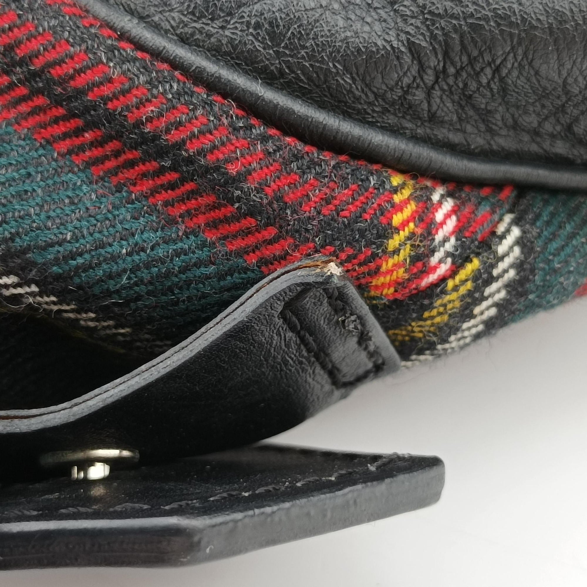 Vintage Christian Louboutin Syd Spiked Red Tartan × Black Canvas/Velvet × Calfskin  backpack/rucksack | stylenewstar