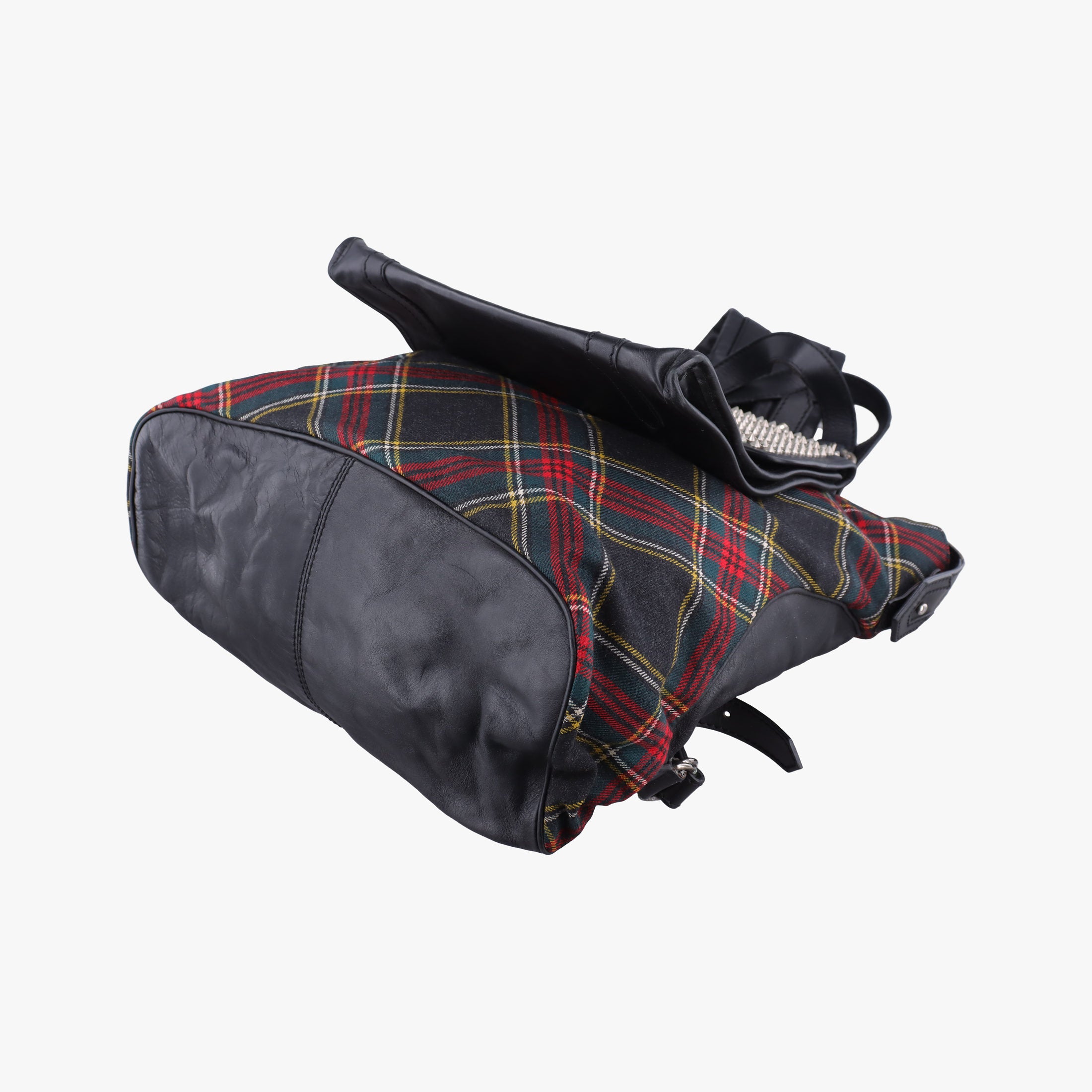 Vintage Christian Louboutin Syd Spiked Red Tartan × Black Canvas/Velvet × Calfskin  backpack/rucksack | stylenewstar