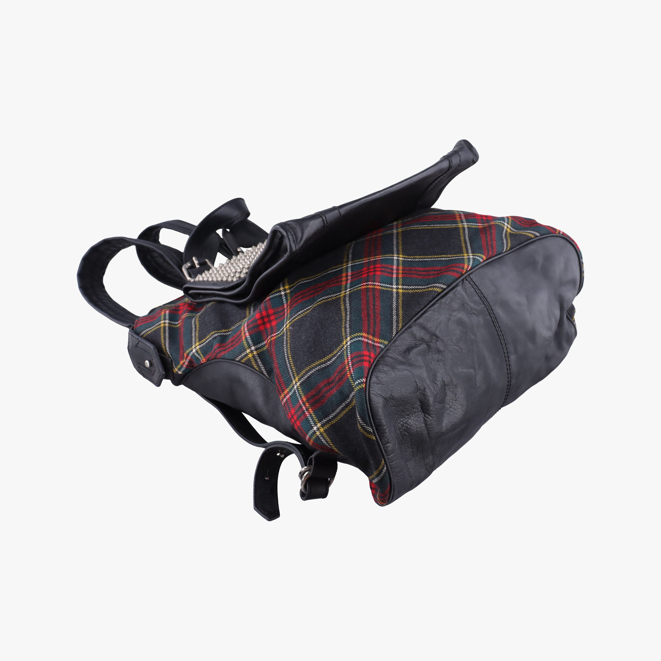 Vintage Christian Louboutin Syd Spiked Red Tartan × Black Canvas/Velvet × Calfskin  backpack/rucksack | stylenewstar