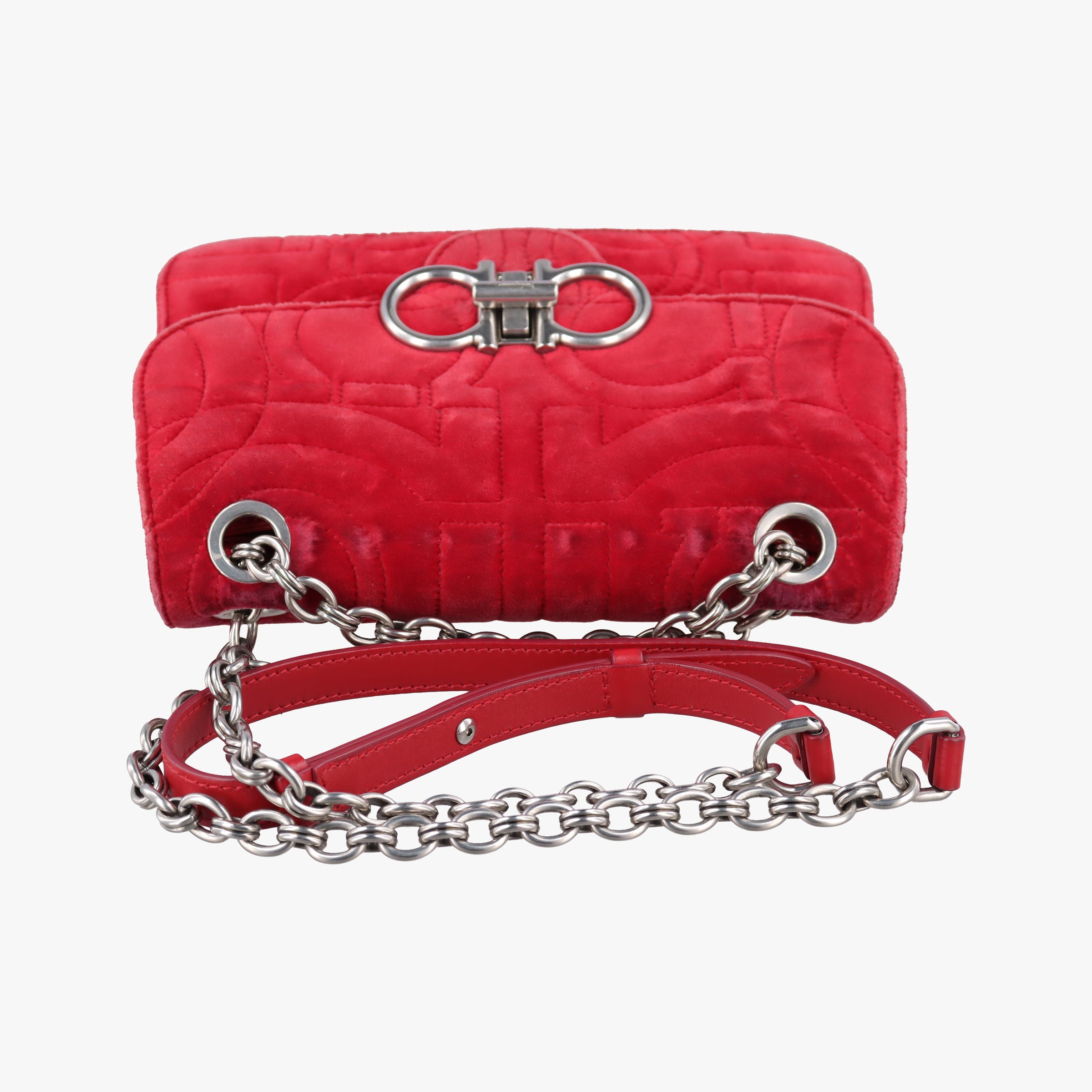 Vintage Ferragamo Gancino Red velour  shoulderbag | stylenewstar