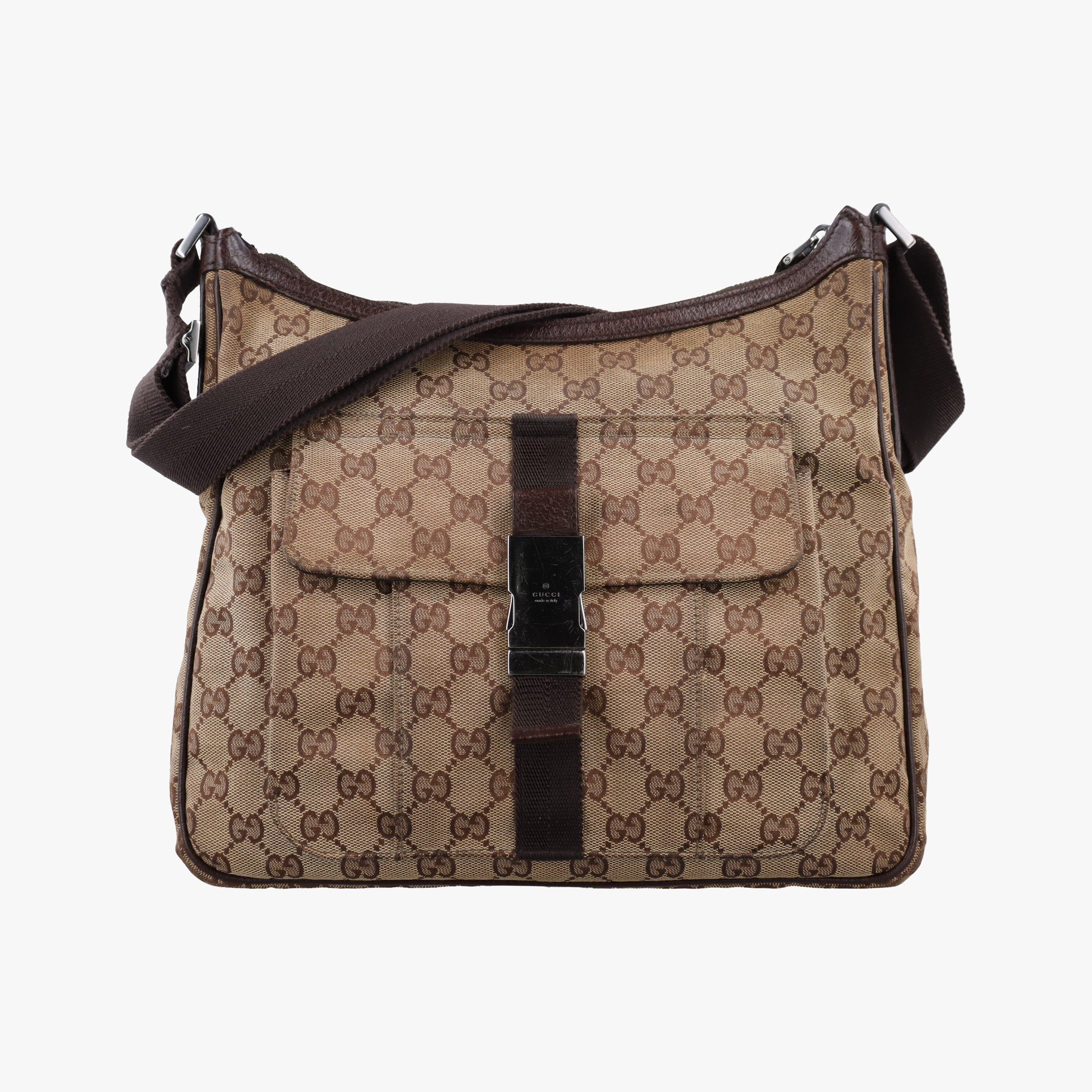 Pre-owned Gucci GG canvas Messenger Beige × Dark Brown canvas 131211 crossbodybag | stylenewstar