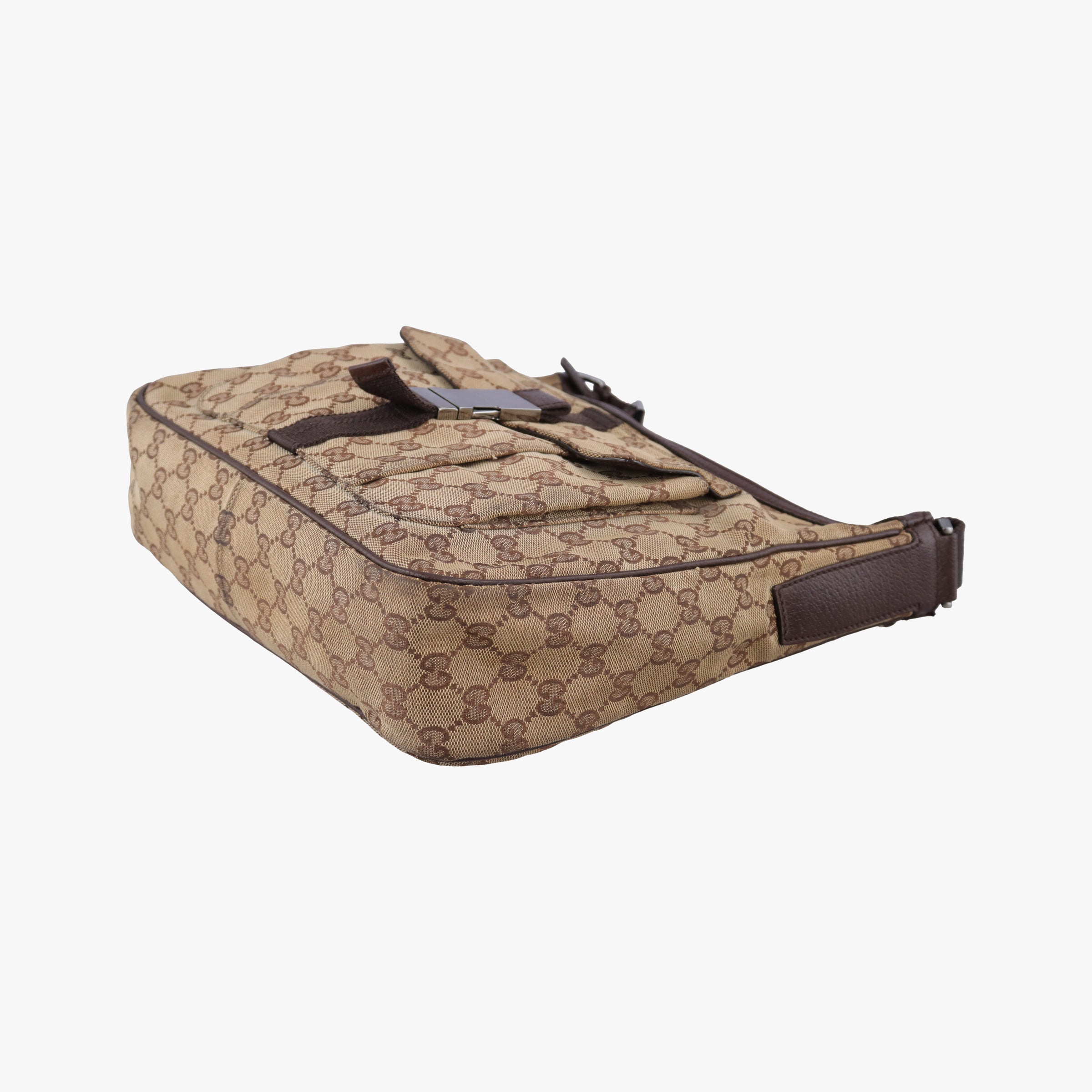 Pre-owned Gucci GG canvas Messenger Beige × Dark Brown canvas 131211 crossbodybag | stylenewstar