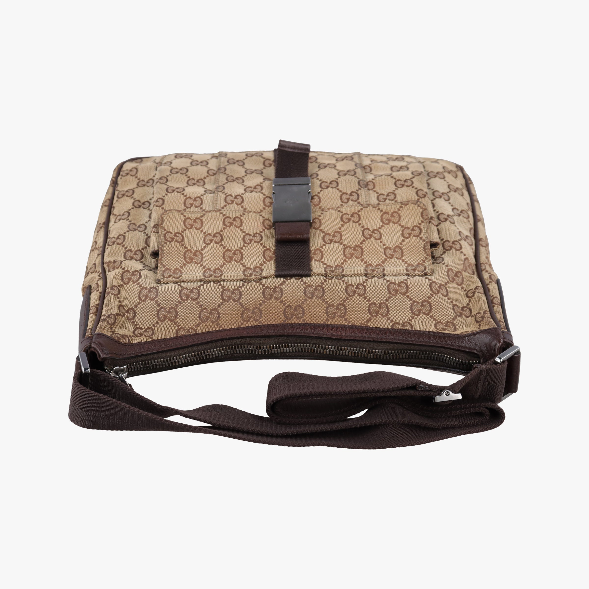 Pre-owned Gucci GG canvas Messenger Beige × Dark Brown canvas 131211 crossbodybag | stylenewstar