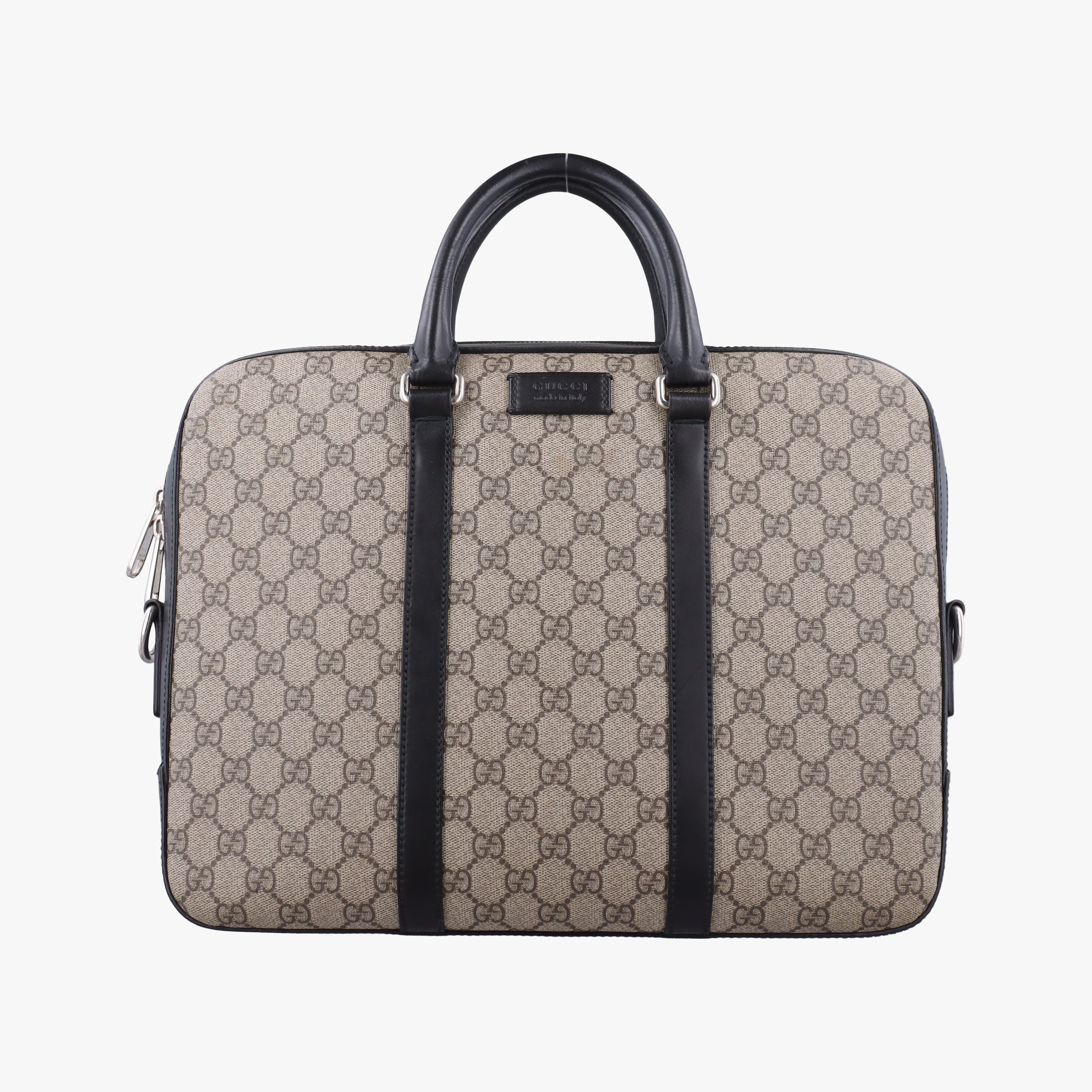 Pre-owned Gucci GG Supreme Brown×Black PVC coated canvas×Leather 450944 handbag | stylenewstar