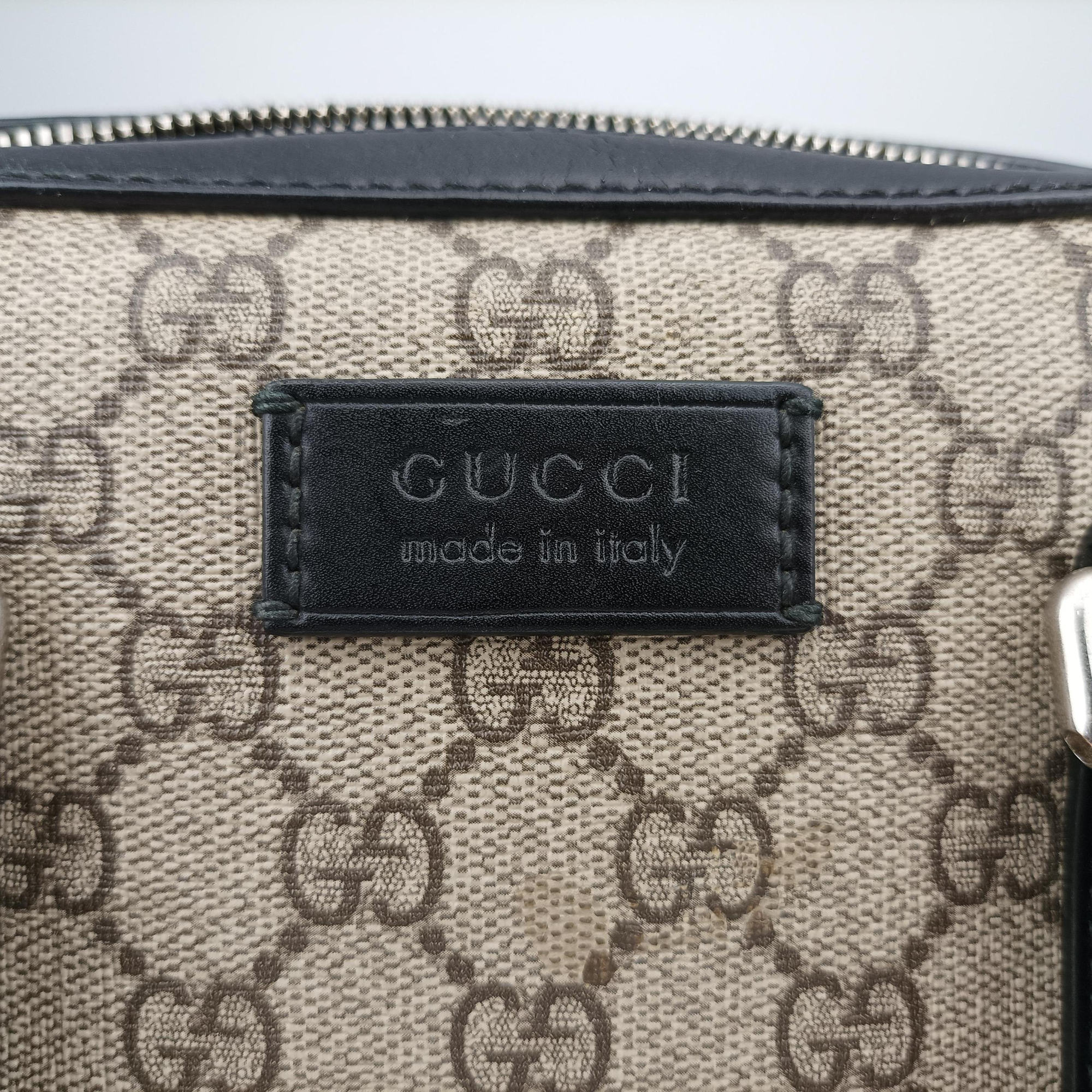 Pre-owned Gucci GG Supreme Brown×Black PVC coated canvas×Leather 450944 handbag | stylenewstar