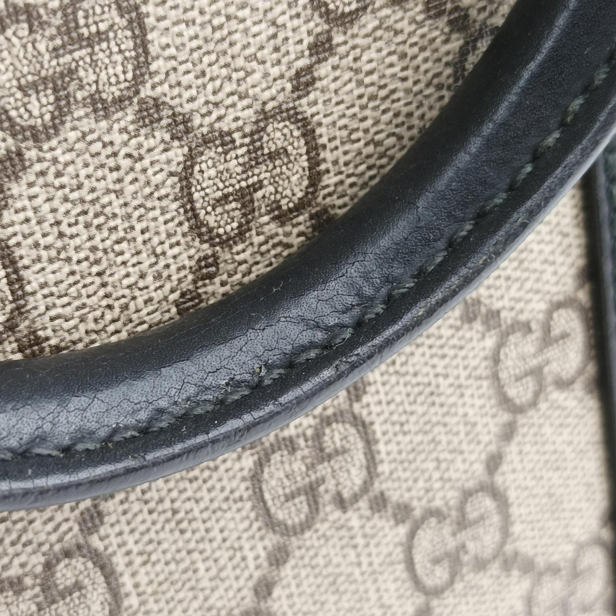 Pre-owned Gucci GG Supreme Brown×Black PVC coated canvas×Leather 450944 handbag | stylenewstar