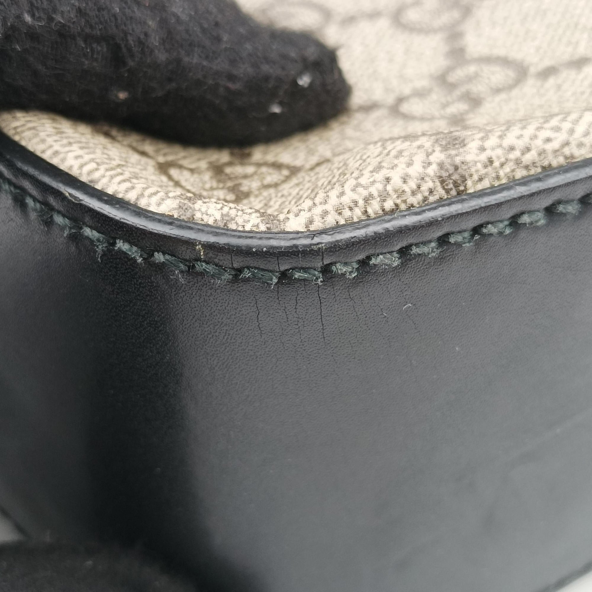 Pre-owned Gucci GG Supreme Brown×Black PVC coated canvas×Leather 450944 handbag | stylenewstar