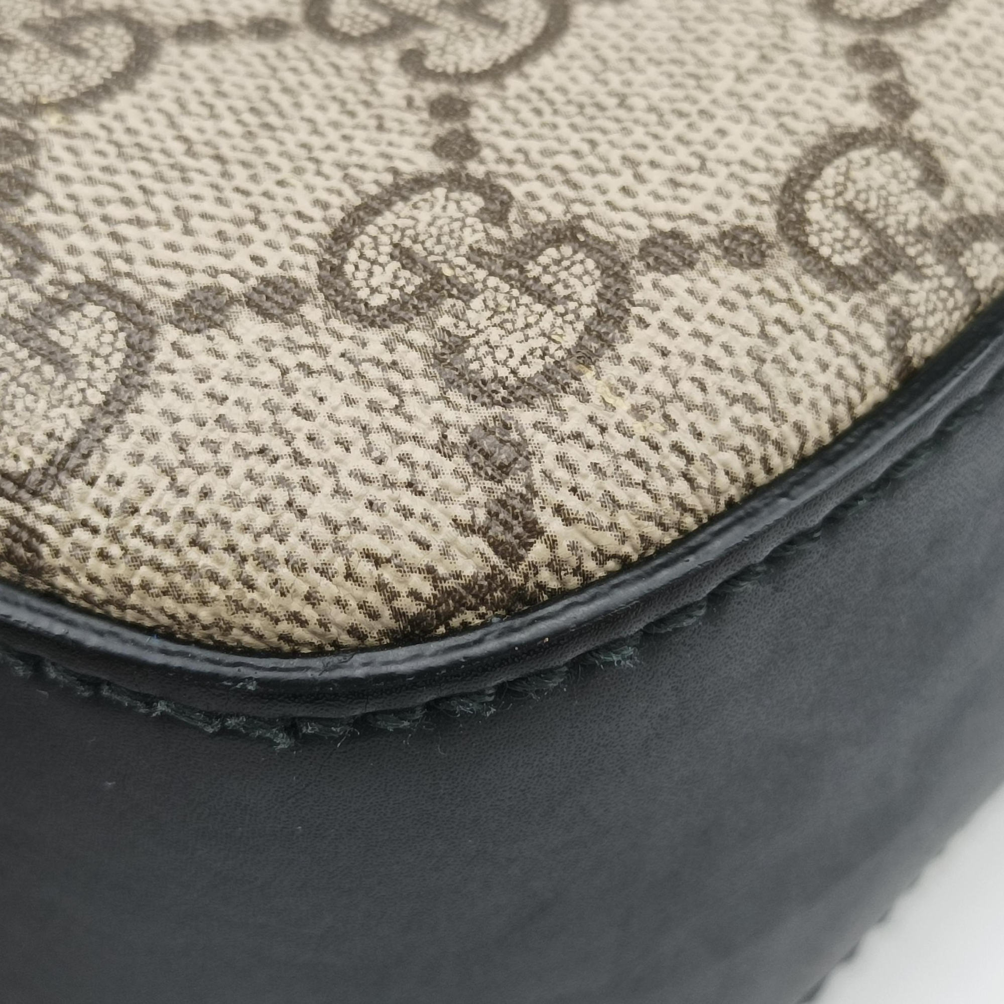 Pre-owned Gucci GG Supreme Brown×Black PVC coated canvas×Leather 450944 handbag | stylenewstar