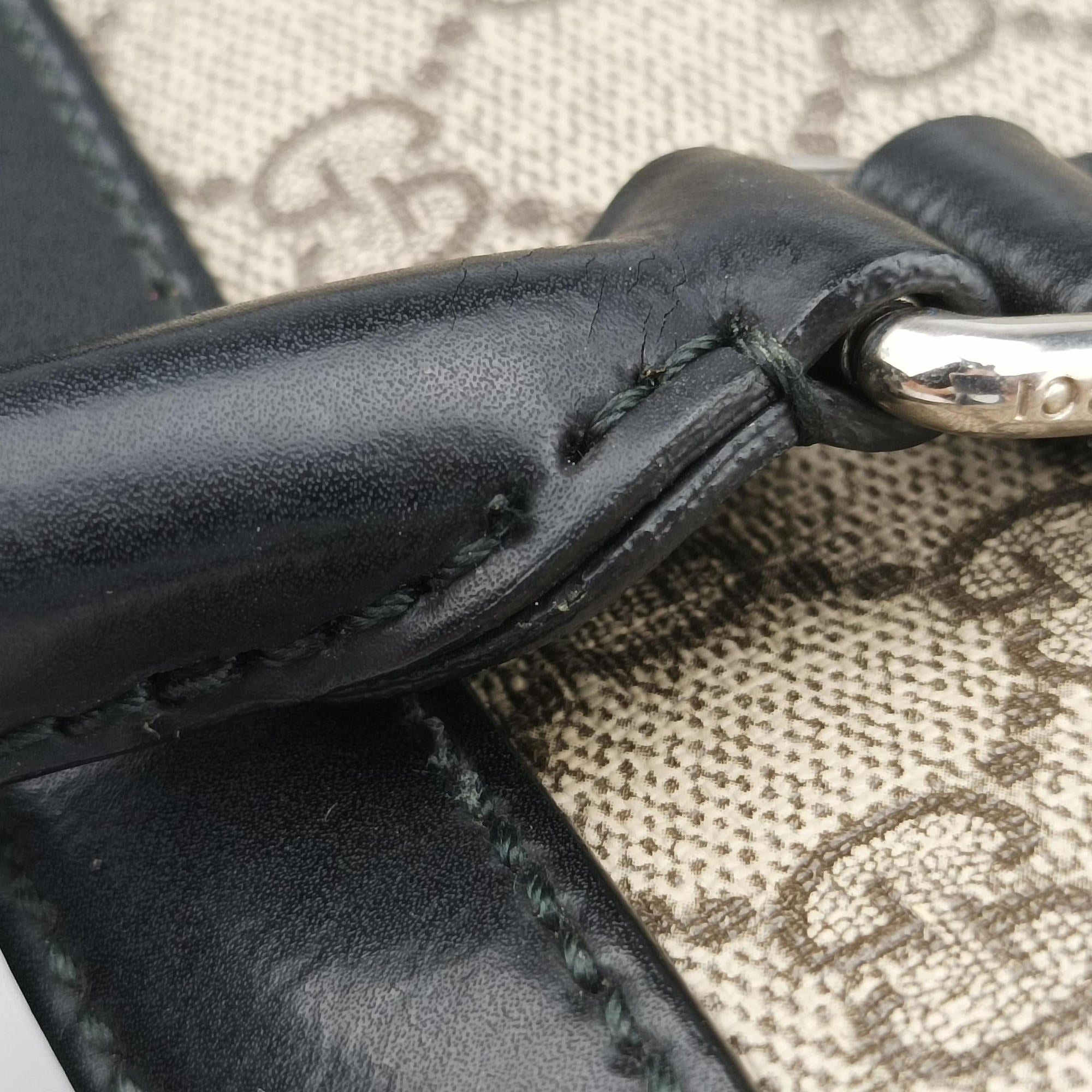Pre-owned Gucci GG Supreme Brown×Black PVC coated canvas×Leather 450944 handbag | stylenewstar