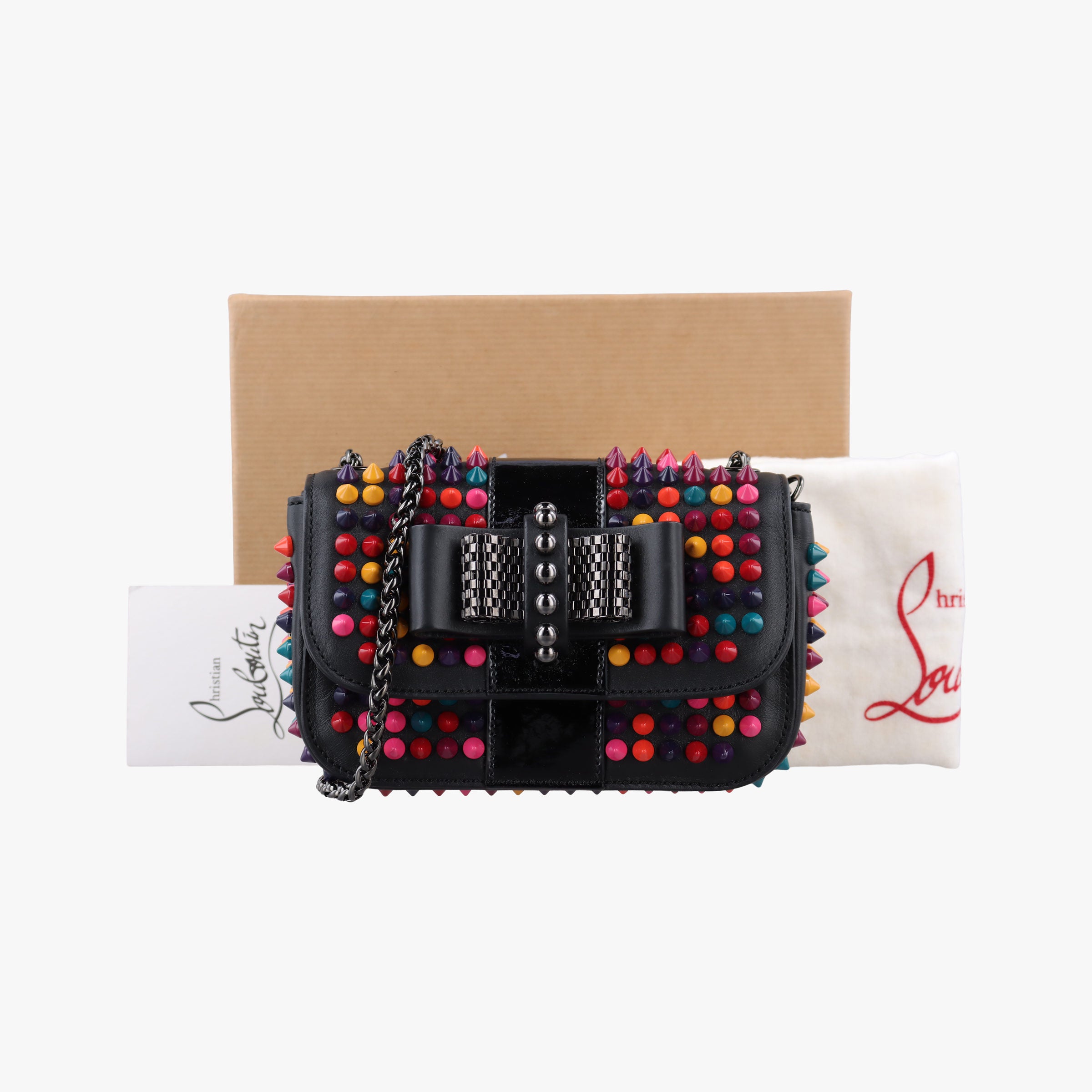 Secondhand Christian Louboutin Sweet Charity Scarabe Spike Black Leather  shoulderbag | stylenewstar