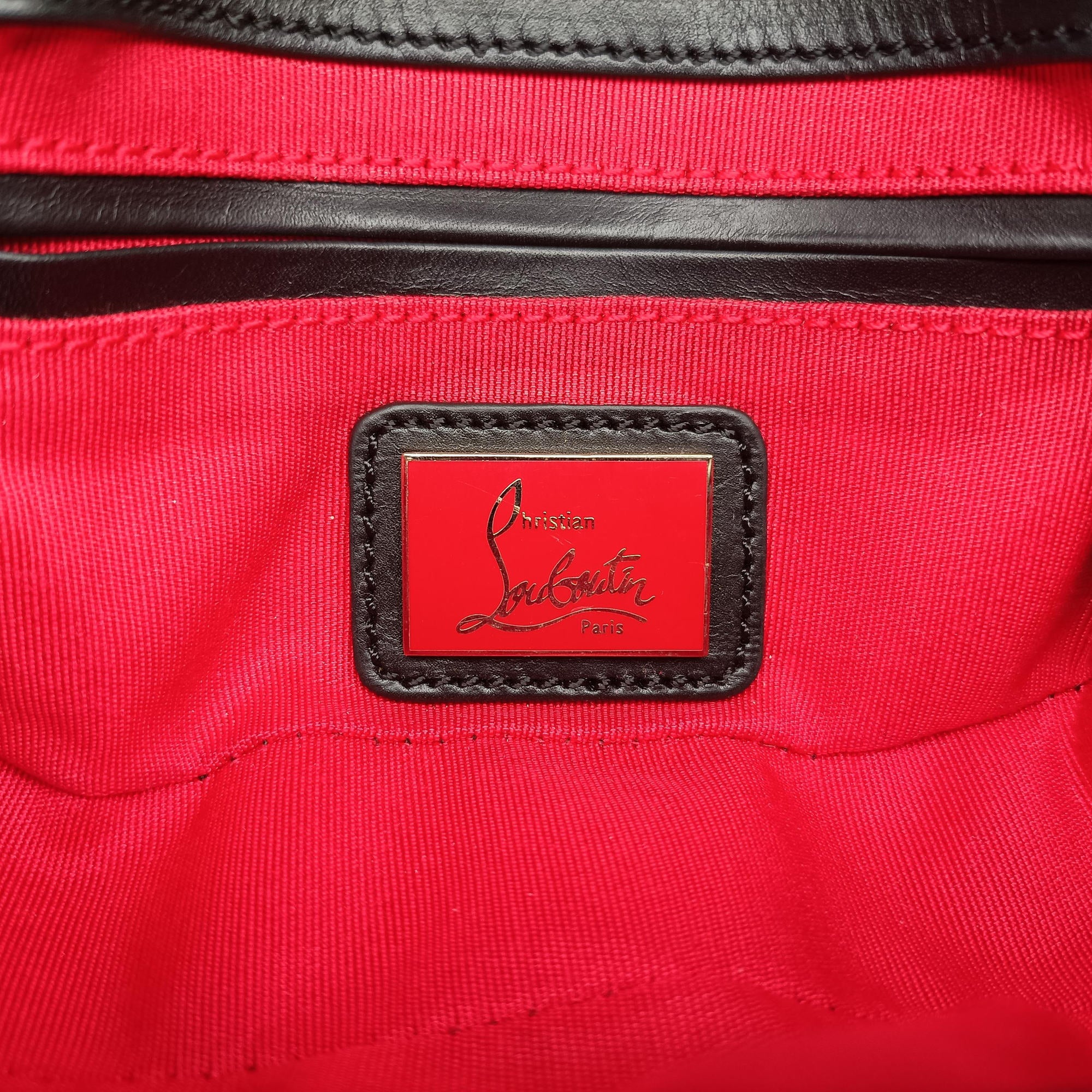 Secondhand Christian Louboutin Sweet Charity Scarabe Spike Black Leather  shoulderbag | stylenewstar