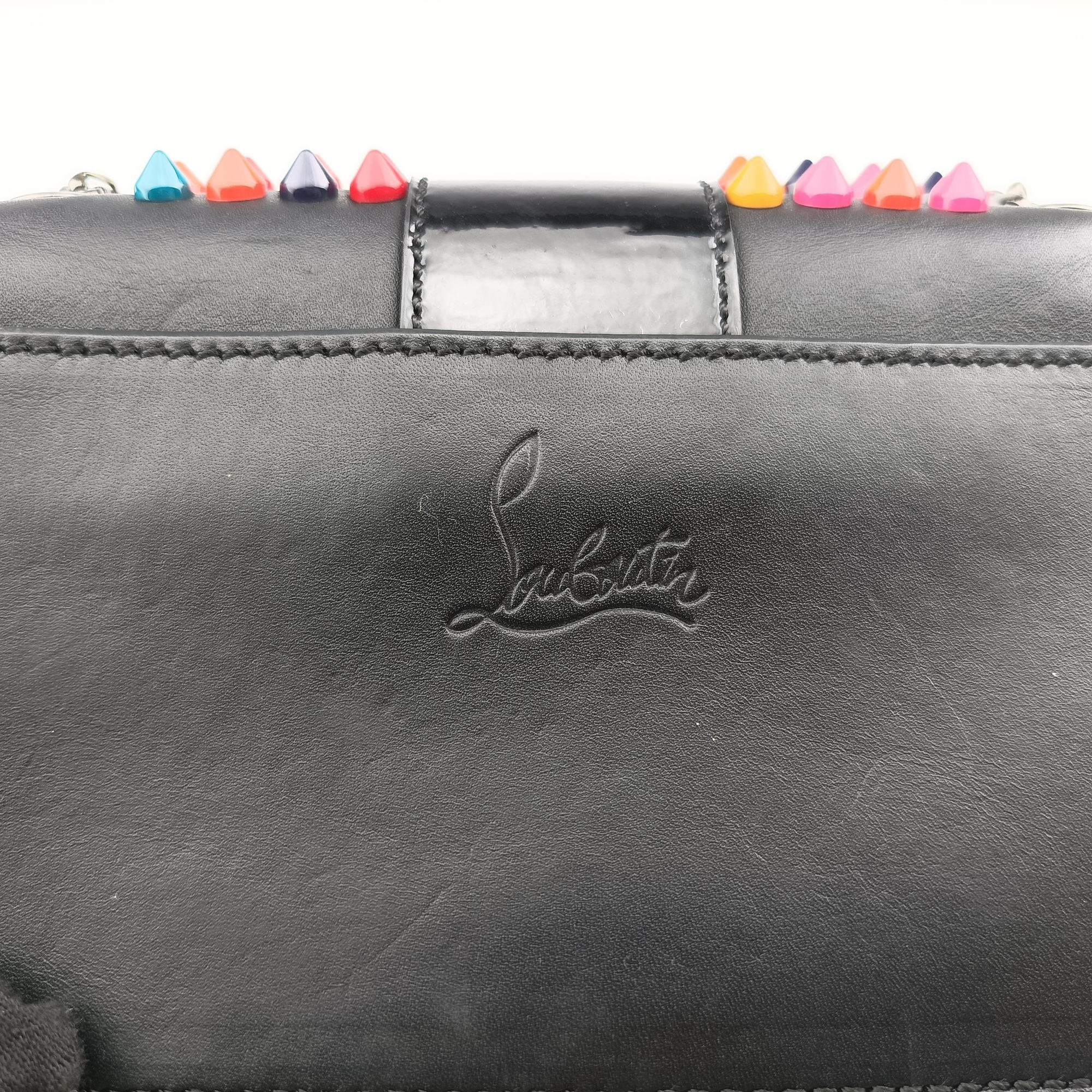 Secondhand Christian Louboutin Sweet Charity Scarabe Spike Black Leather  shoulderbag | stylenewstar