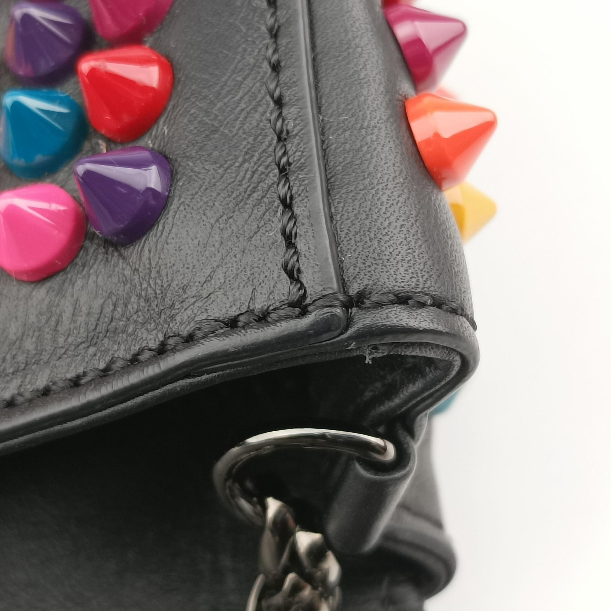 Secondhand Christian Louboutin Sweet Charity Scarabe Spike Black Leather  shoulderbag | stylenewstar