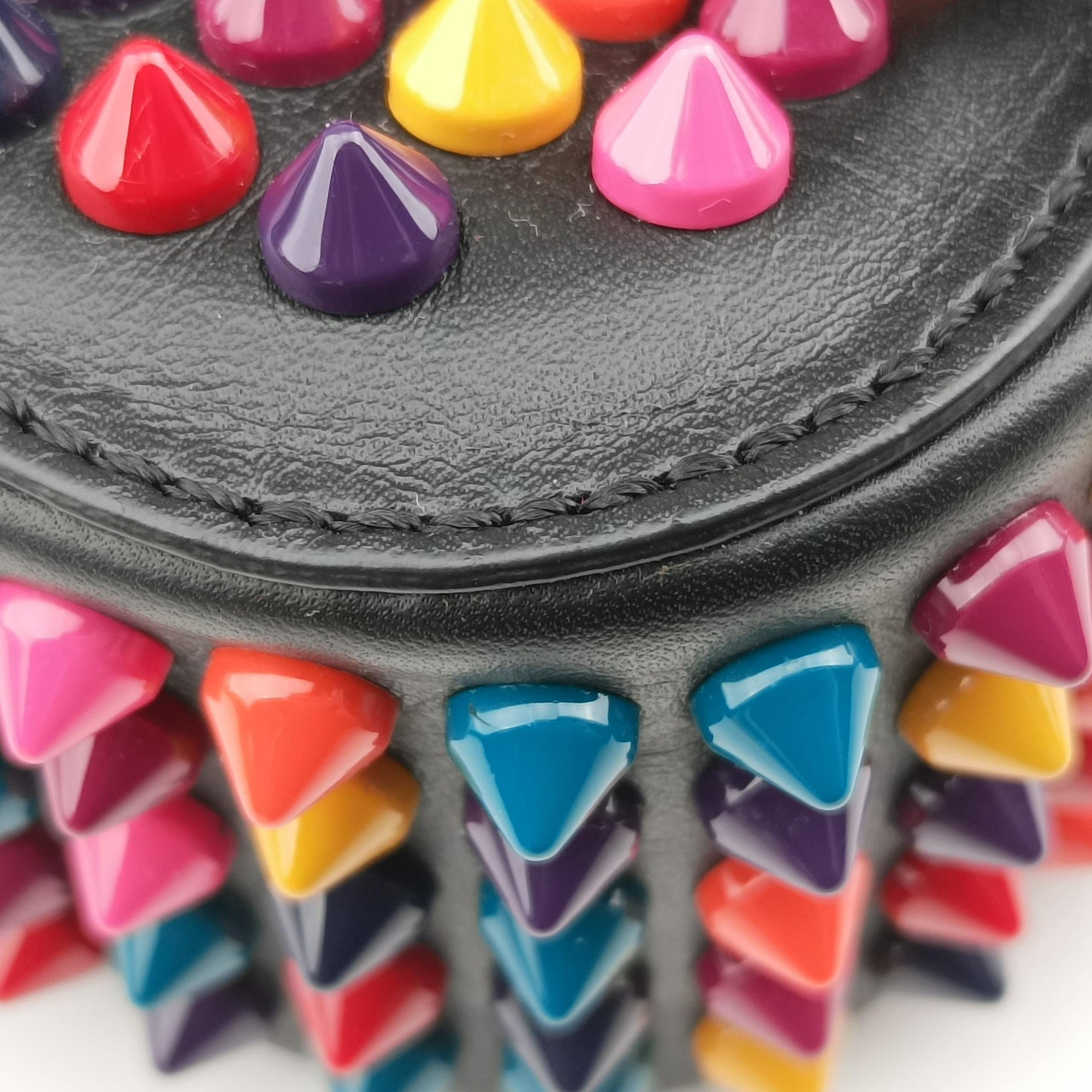 Secondhand Christian Louboutin Sweet Charity Scarabe Spike Black Leather  shoulderbag | stylenewstar