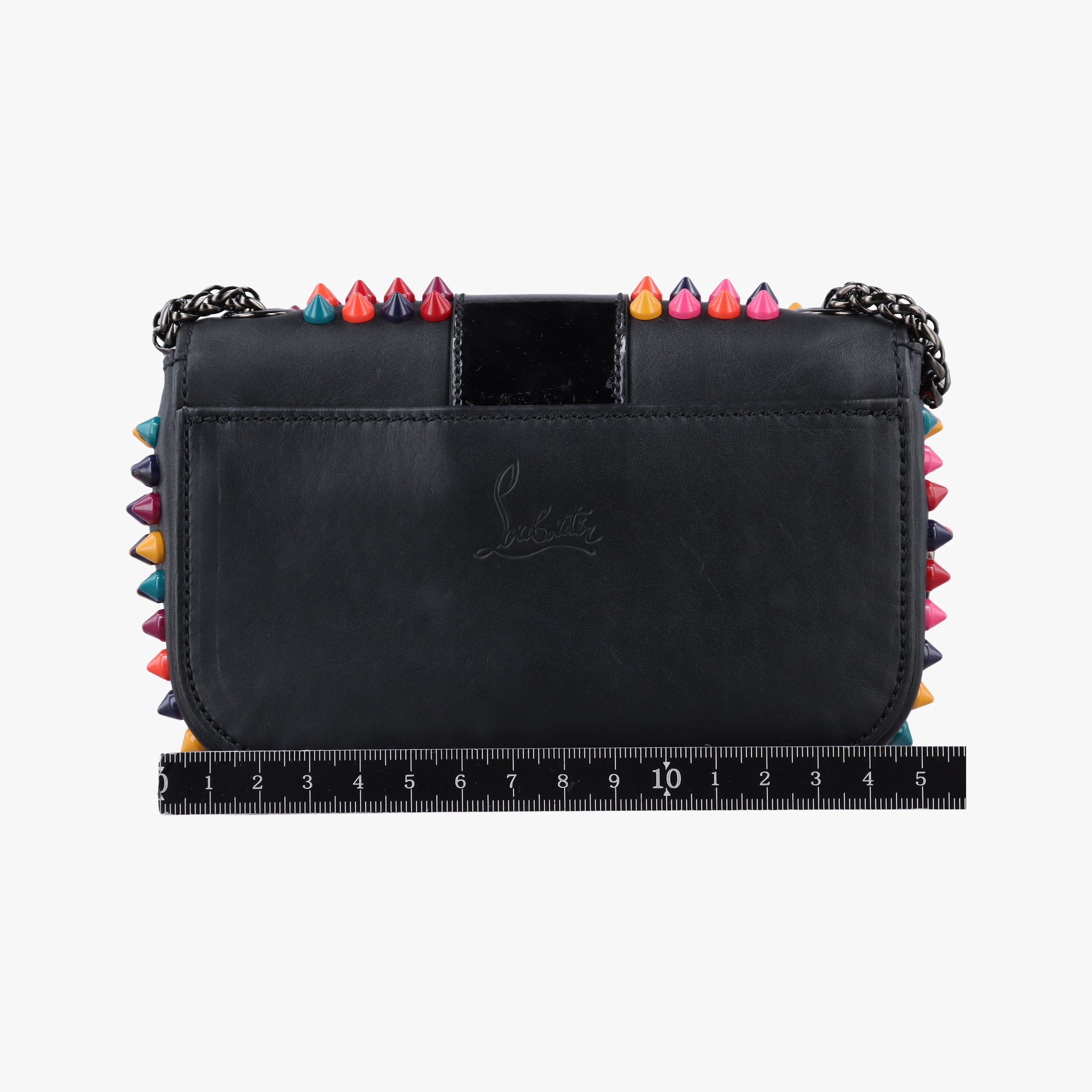 Secondhand Christian Louboutin Sweet Charity Scarabe Spike Black Leather  shoulderbag | stylenewstar