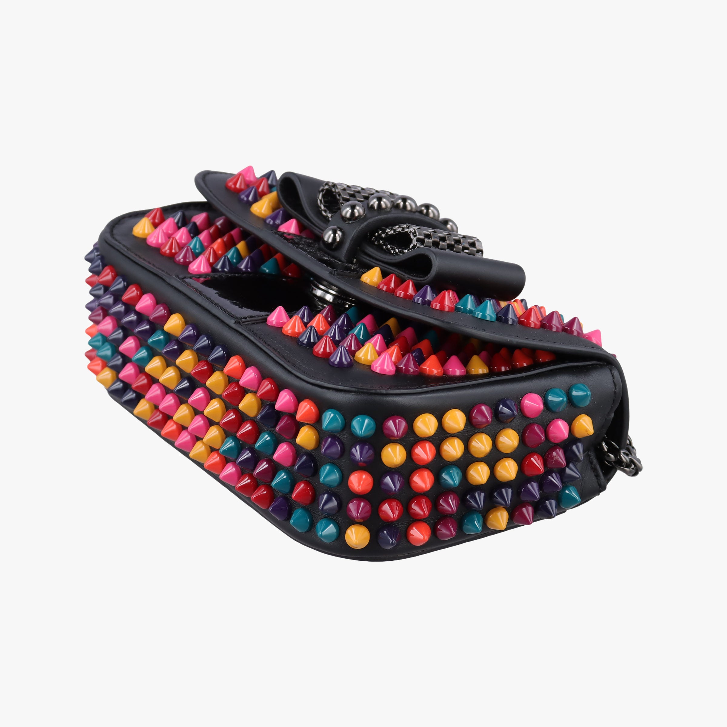 Secondhand Christian Louboutin Sweet Charity Scarabe Spike Black Leather  shoulderbag | stylenewstar